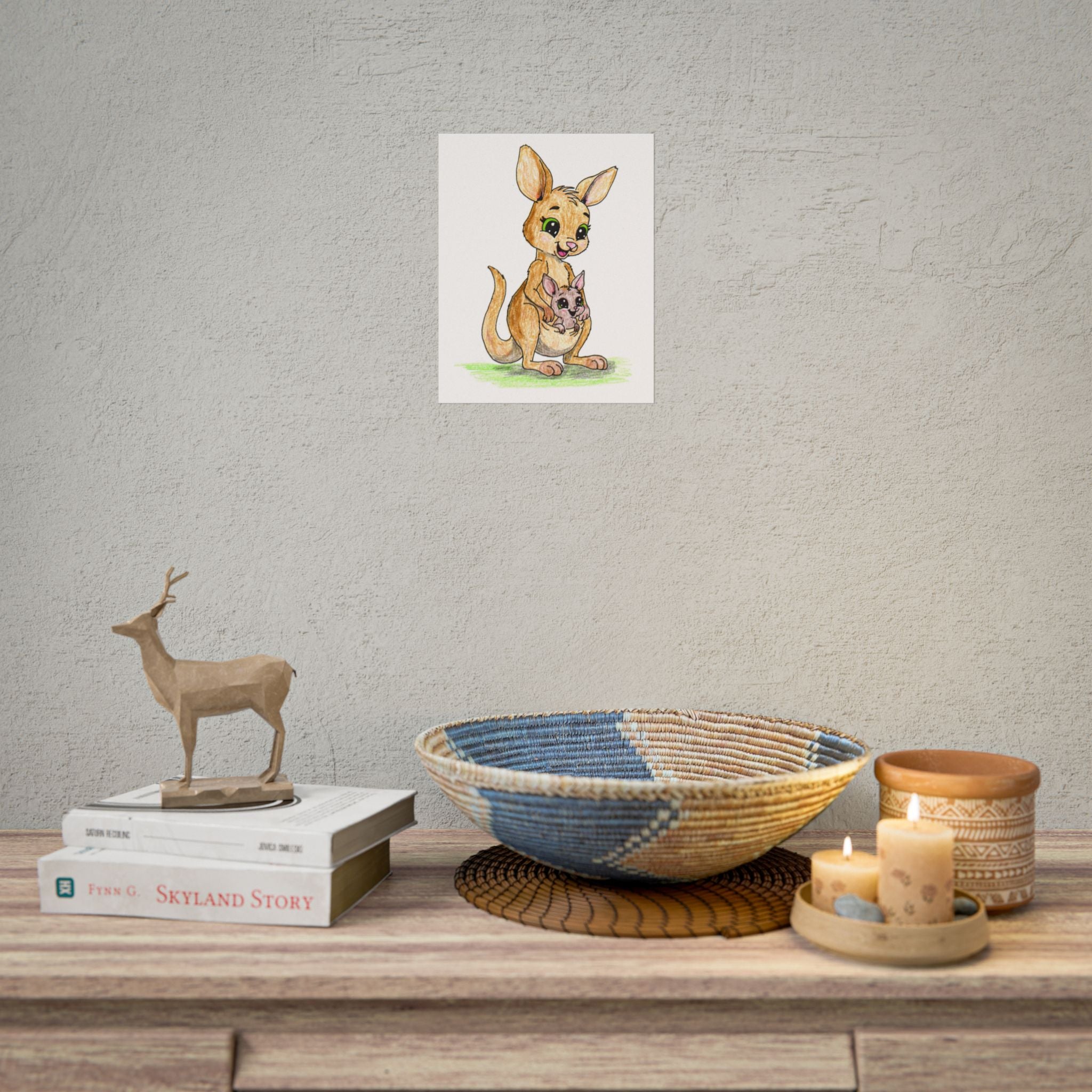 She Found Her Mom Kangaroo | Australian Nursery Wall Art Print | Hand Drawn Kangaroo Art
