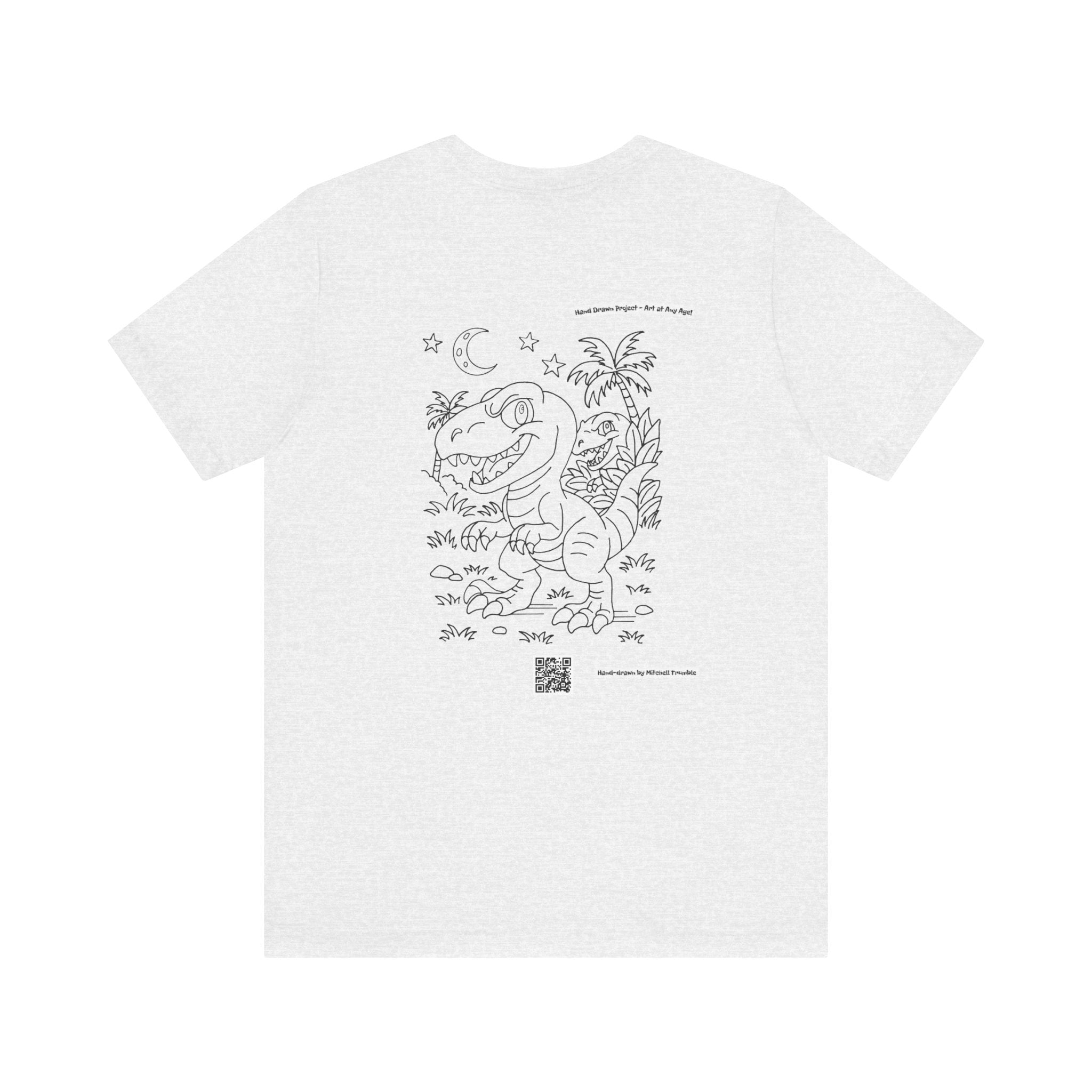 Velociraptor Logo Tee – Hand-Drawn Dino Art | Small Front Crest Design | Unisex Bella+Canvas 3001