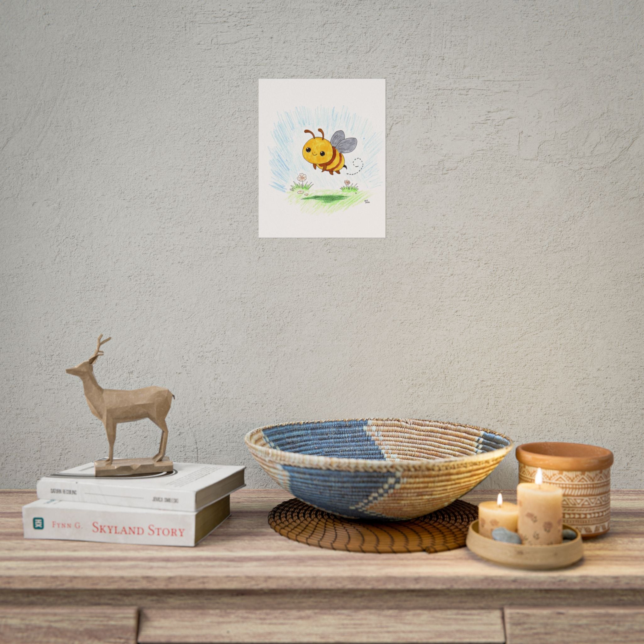 Sunny the Bee Wall Art | Cute Bee Nursery Print | Hand Drawn Bumblebee Art
