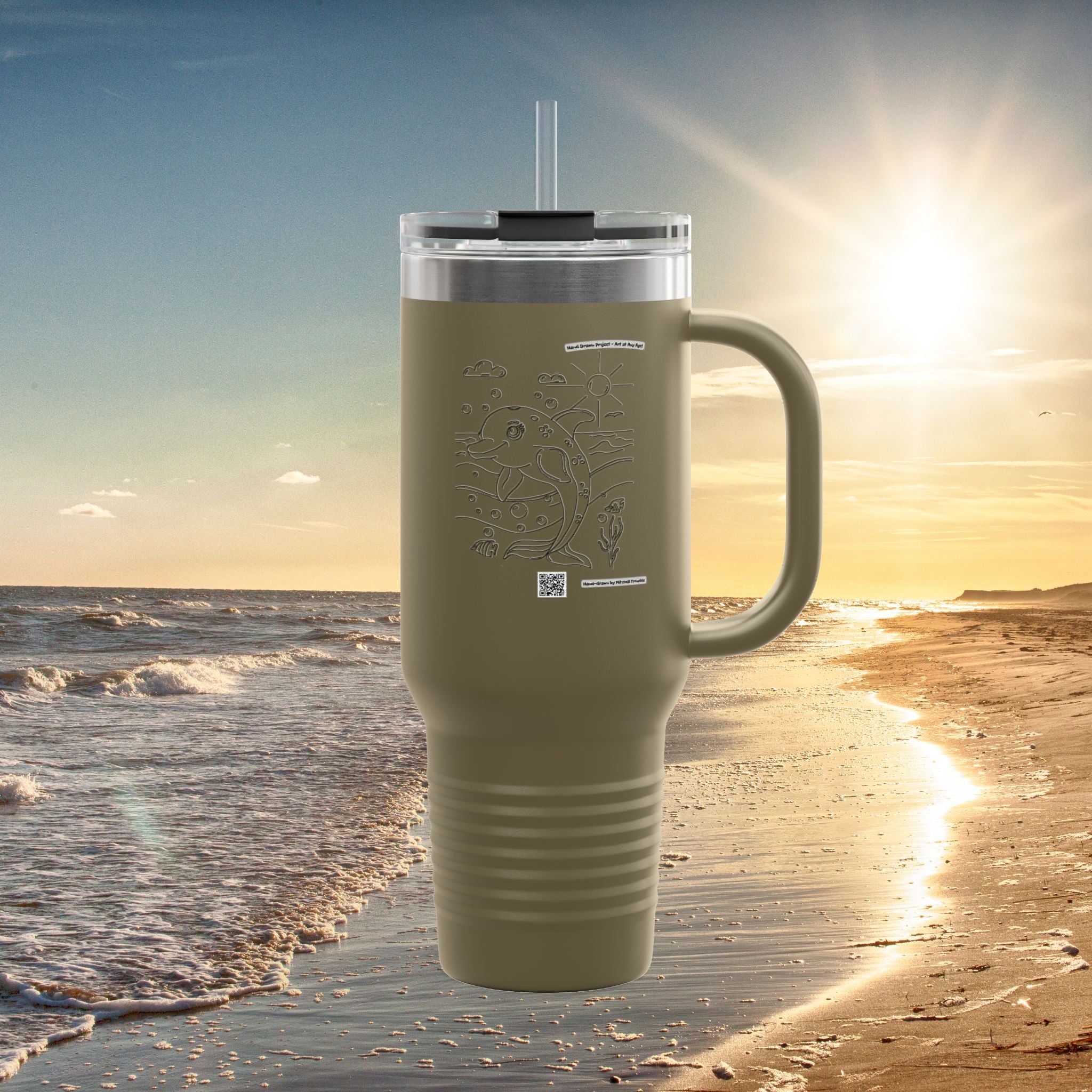 Dolphin Splash Squad Travel Mug – Hand-Drawn Dolphin Art