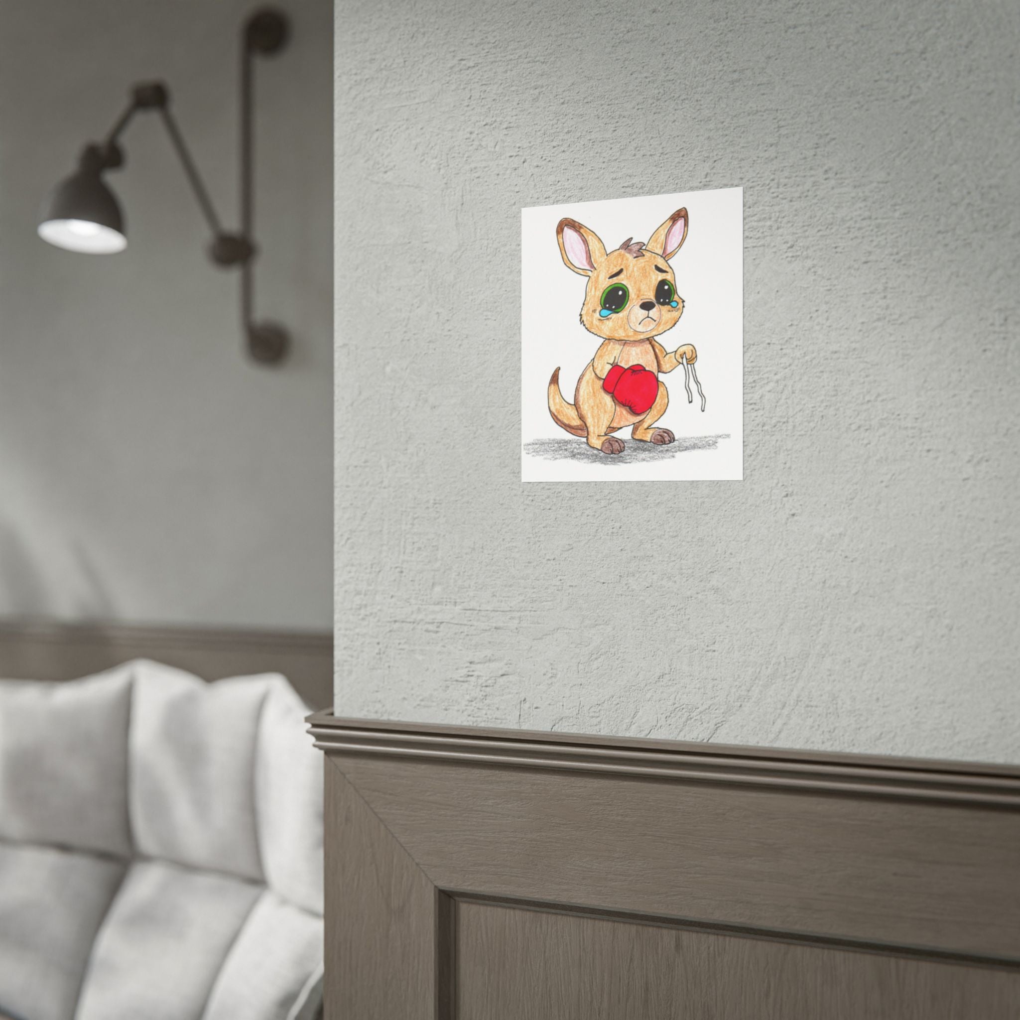 Lost & Found Kangaroo Print | She Lost It Boxing Kangaroo Wall Art | Hand Drawn Animal Decor