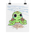 Sad Sea Turtle Lost Her Shell Print, Emotional Turtle Illustration, Beach Baby Room Decor (8x10)