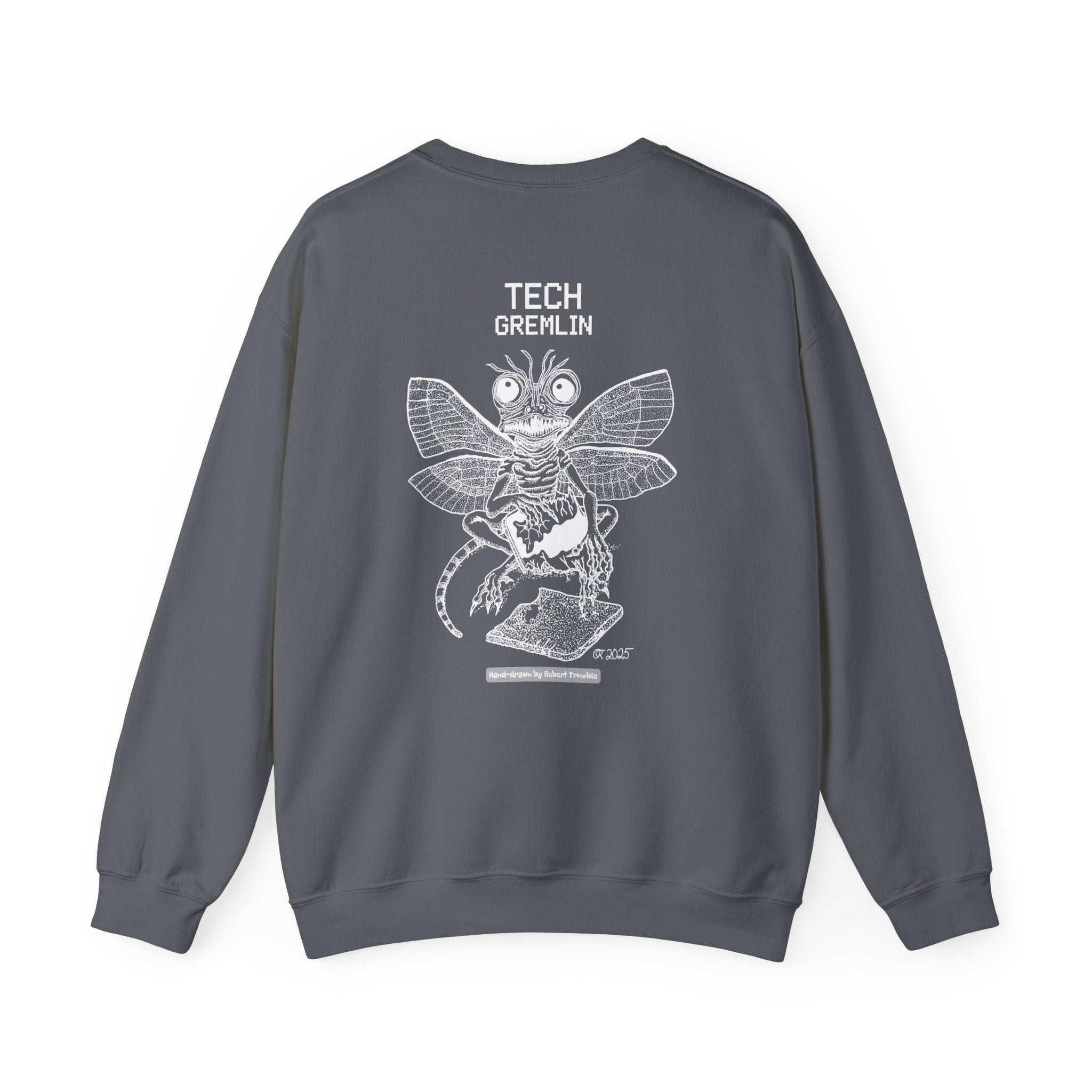 Tech Gremlin Crewneck Sweatshirt – Digital Chaos by Robert Trumble