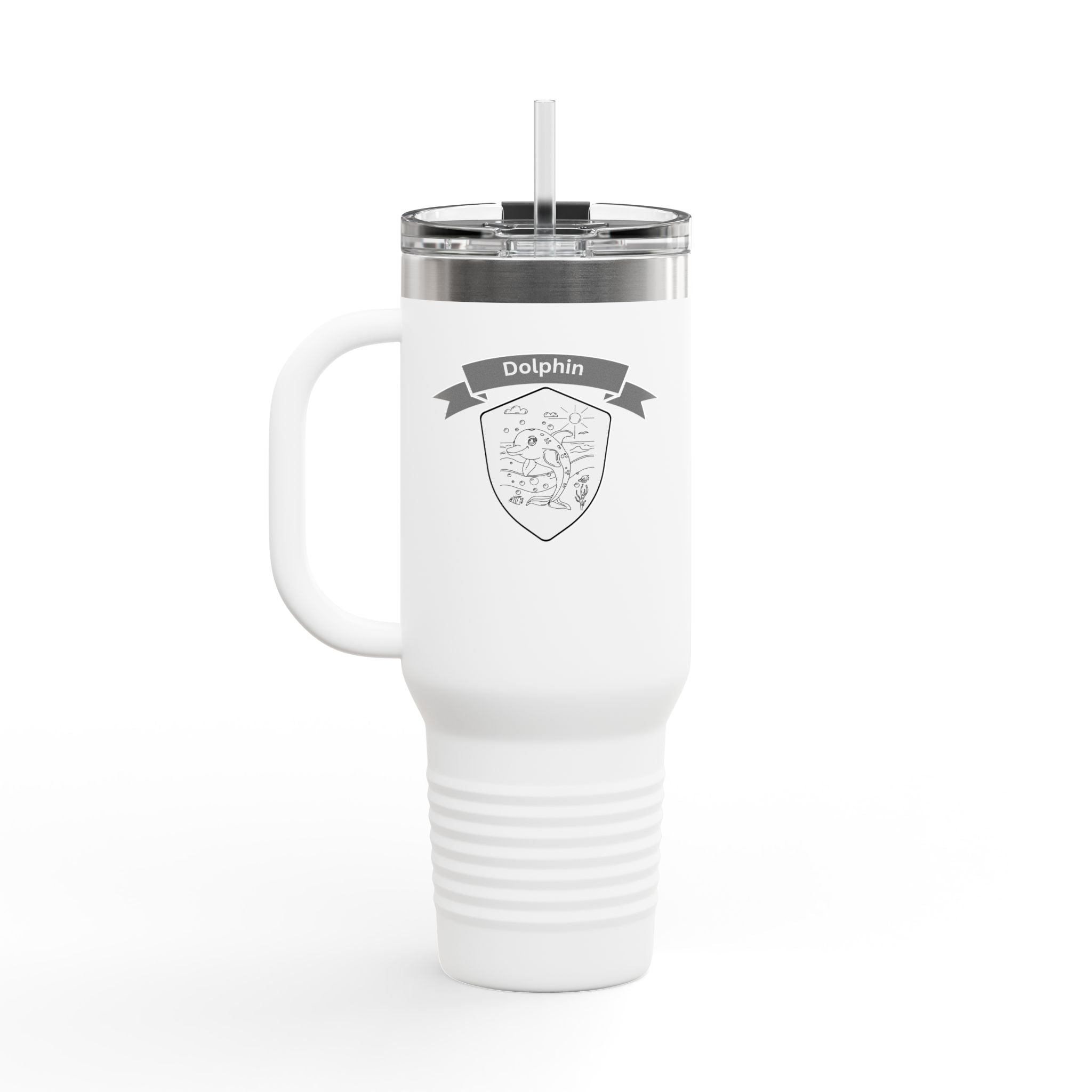 Dolphin Splash Squad Travel Mug – Hand-Drawn Dolphin Art
