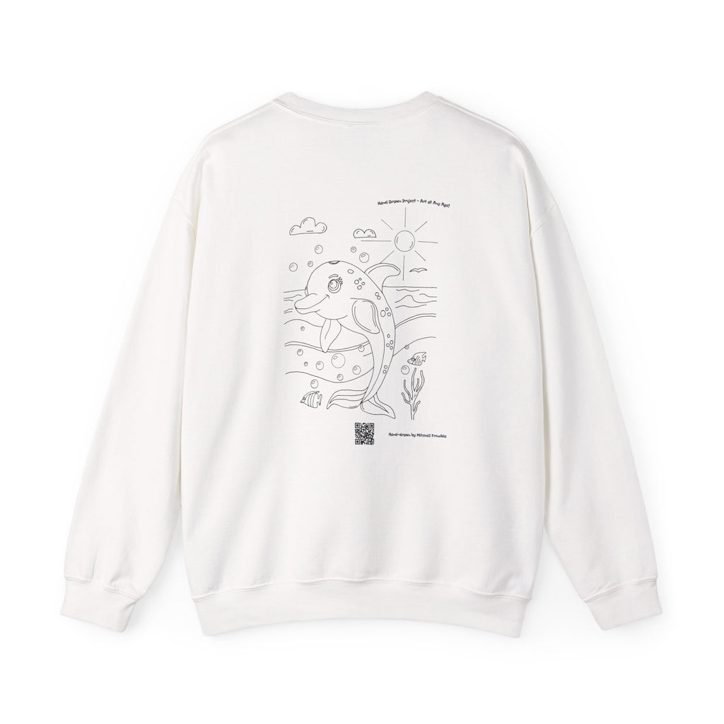 Dolphin Splash Squad Crew Sweatshirt – Hand Drawn Ocean Critter by Mitchell Trumble
