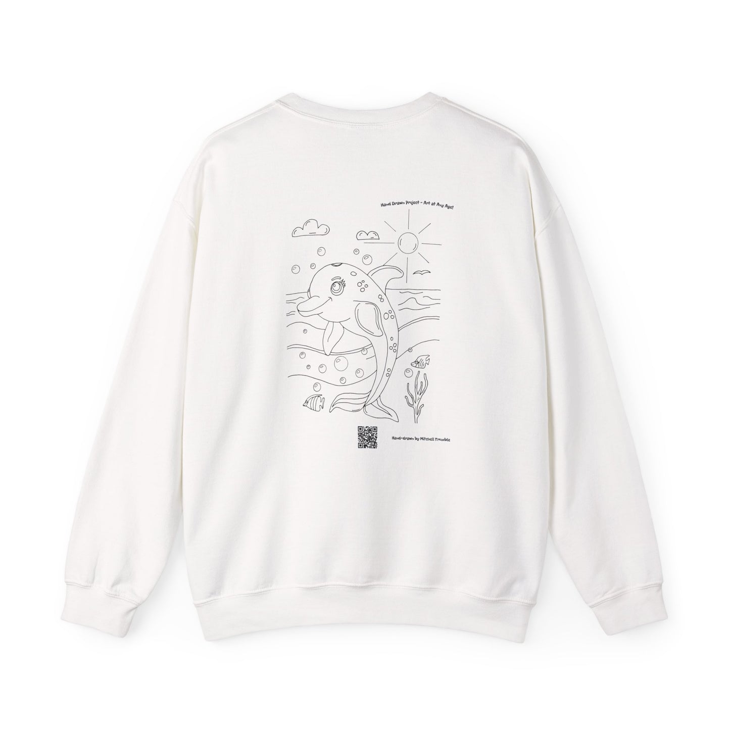 Dolphin Splash Squad Crew Sweatshirt – Hand Drawn Ocean Critter by Mitchell Trumble
