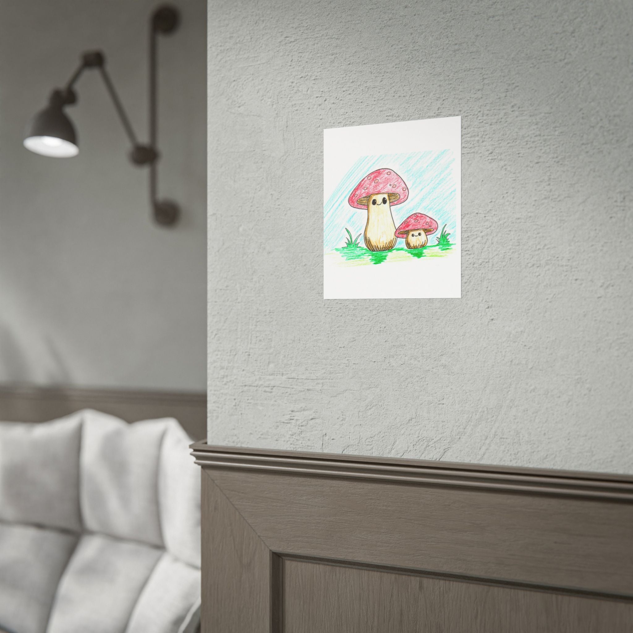 Cute Smiling Mushroom Print | Hand Drawn Fairy Art | 8 X 10