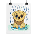 Sad Puppy in the Rain Art Print | Hand Drawn Puppy Wall Decor | Emotional Animal Artwork | Lost & Found Critter Poster