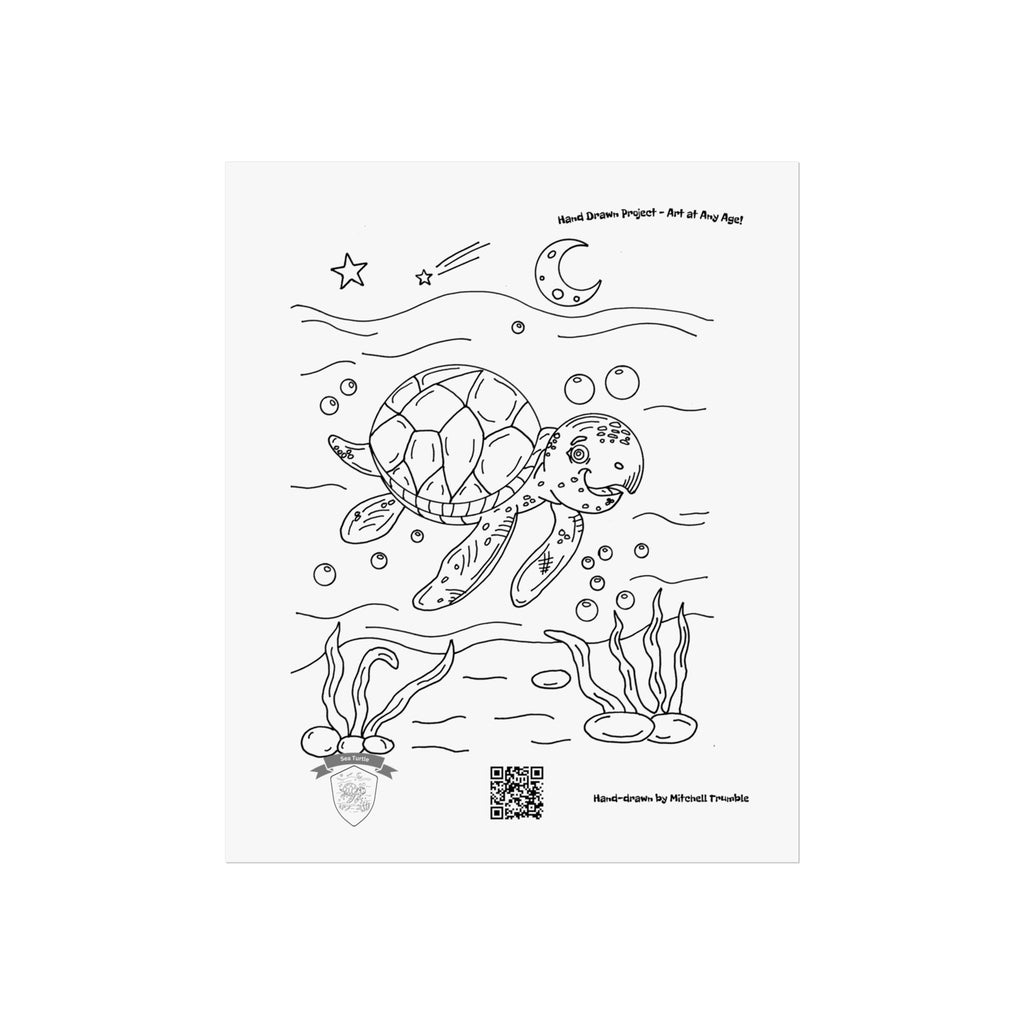 Smiling Sea Turtle – Ocean Critter Wall Art Poster