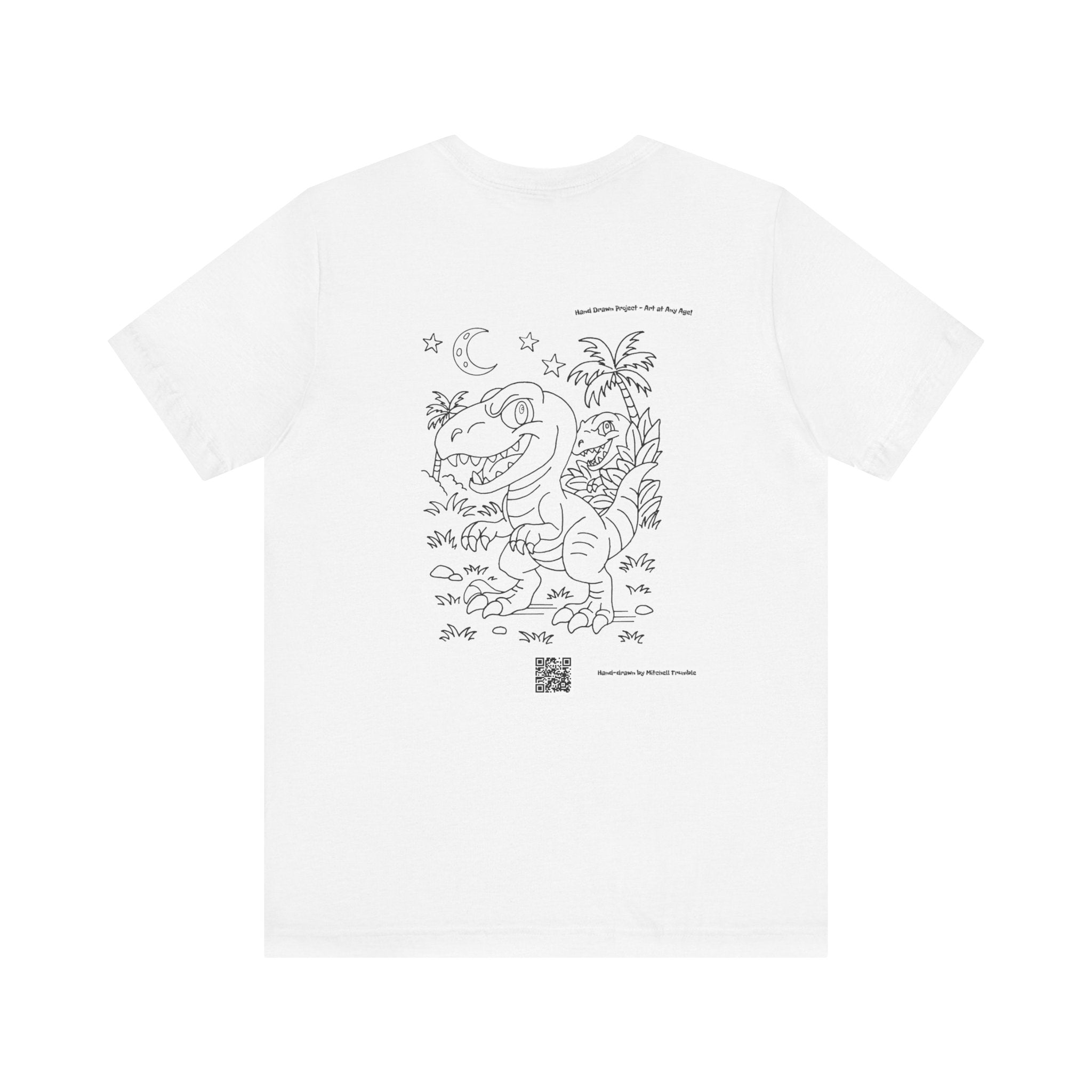 Velociraptor Logo Tee – Hand-Drawn Dino Art | Small Front Crest Design | Unisex Bella+Canvas 3001