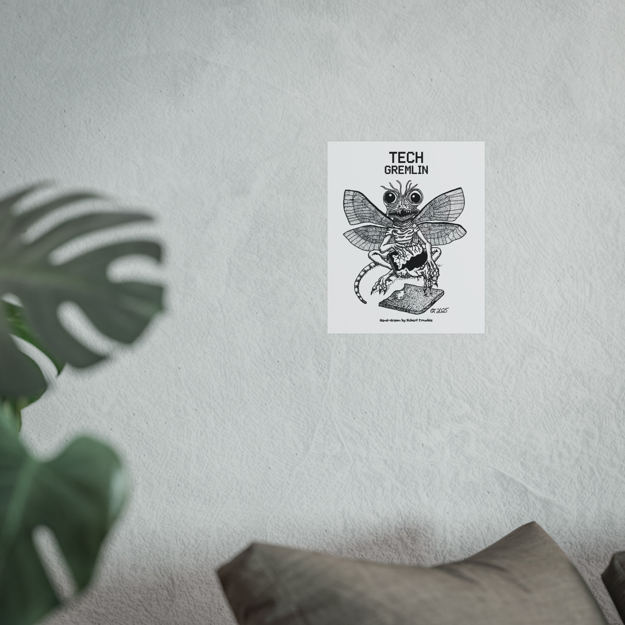 Tech Gremlin Poster – Mischievous Machine Eating Critter by Robert Trumble