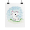 Cute Sitting Kitten Print, Hand Drawn Cat Wall Art, Nursery Decor, Whimsical Kitty Illustration
