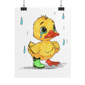 Sad Duck Lost Her Rain Boot Print, Hand Drawn Duckling Wall Art, Nursery Decor, Woodland Critter Illustration