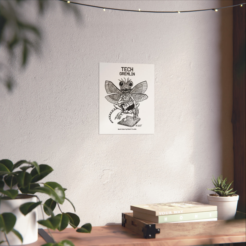 Tech Gremlin Poster – Mischievous Machine Eating Critter by Robert Trumble