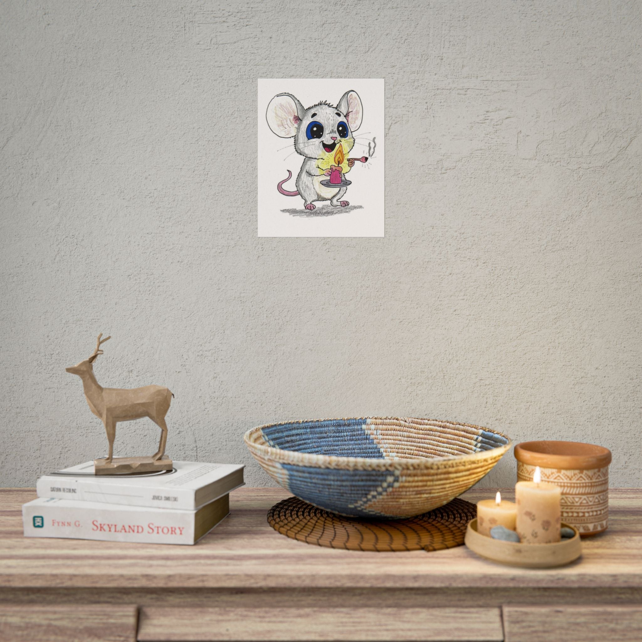 Mouse Found His Light Art Print | Lost & Found Critter Wall Decor | Hand Drawn Mouse Illustration