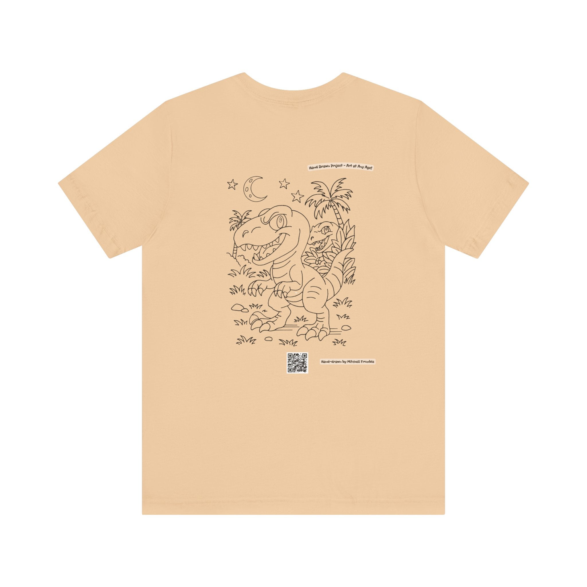 Velociraptor Logo Tee – Hand-Drawn Dino Art | Small Front Crest Design | Unisex Bella+Canvas 3001