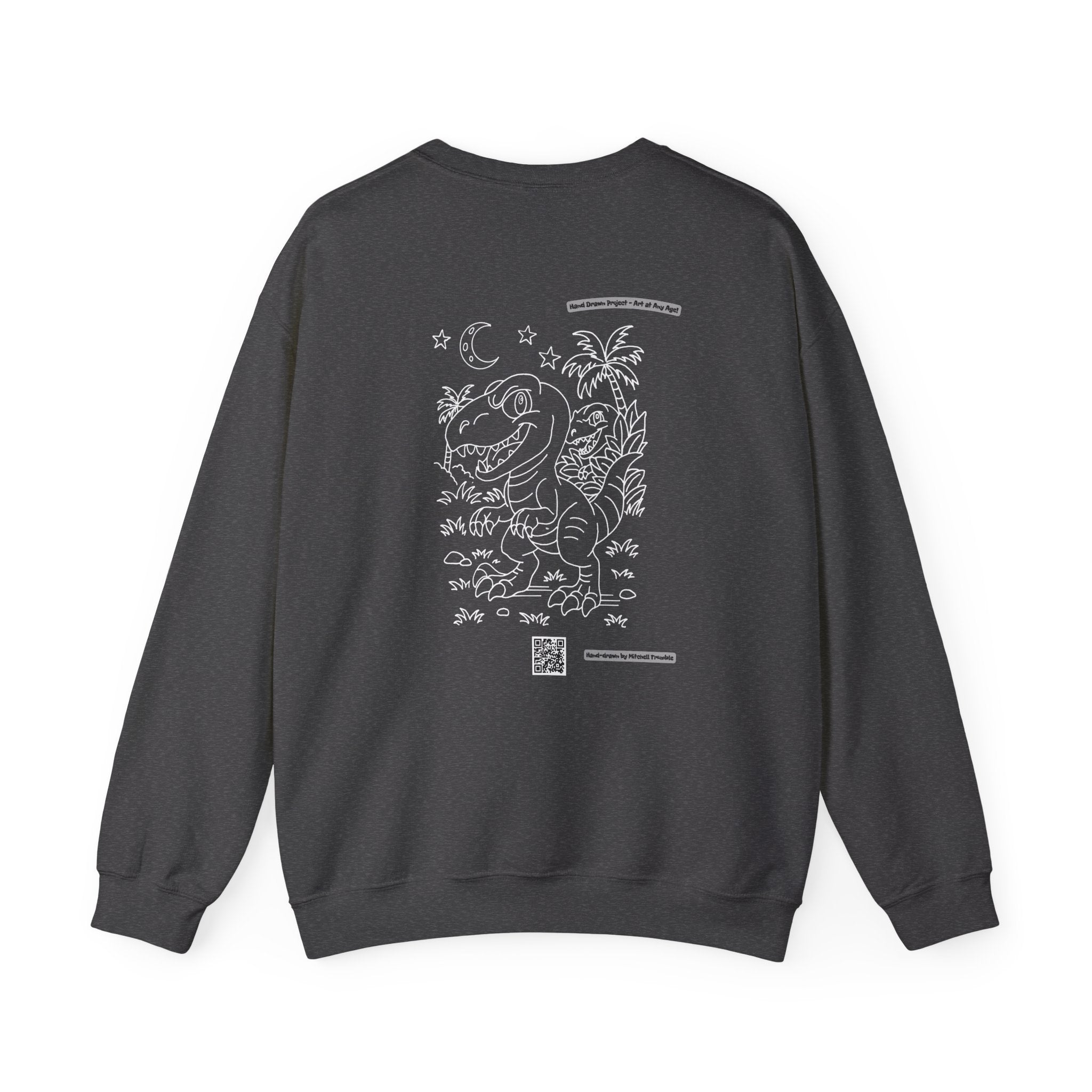 Velociraptor Crewneck Sweatshirt – Unisex | Hand-Drawn Dino Design by Mitchell Trumble | Cozy Gift for Dino Fans & Artists