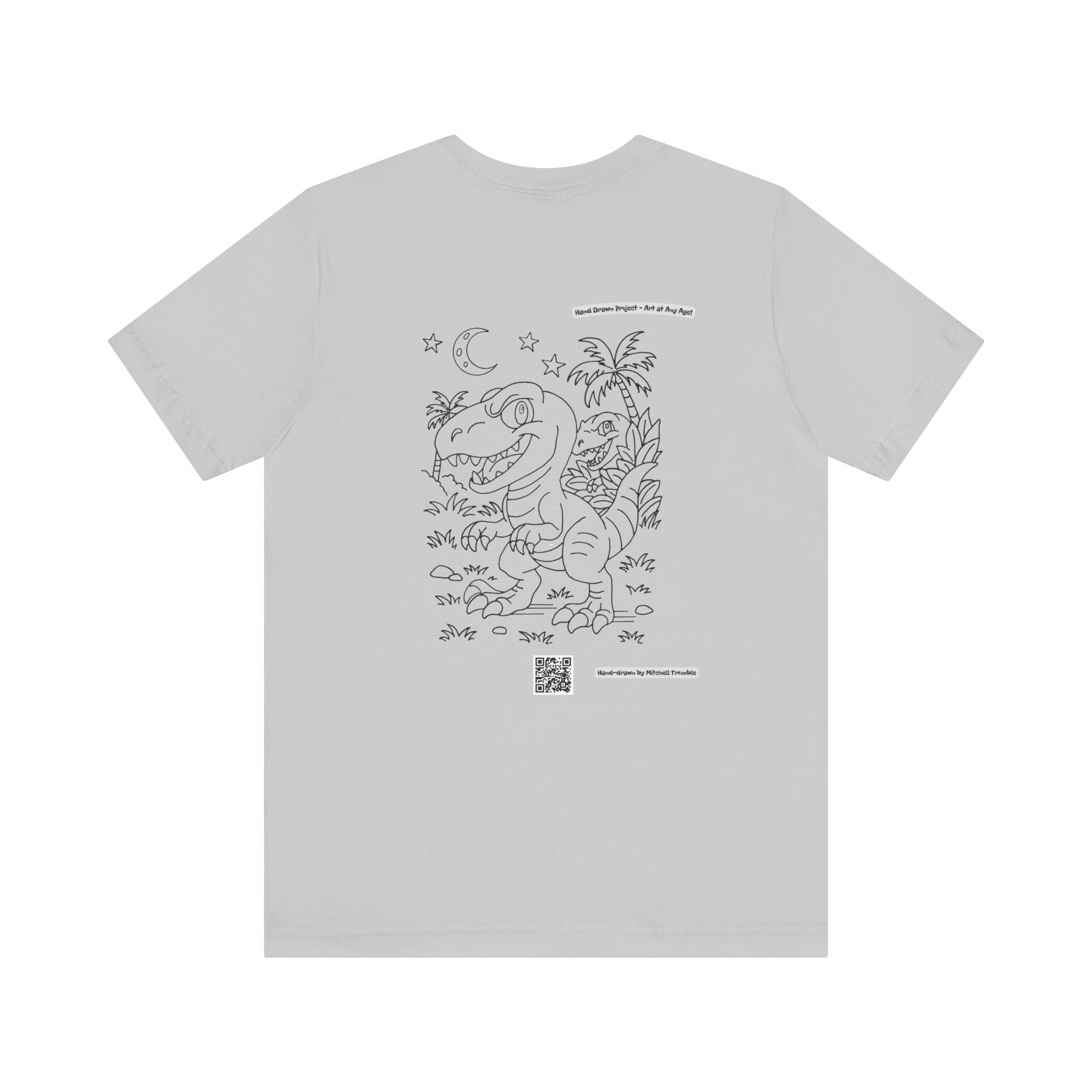 Velociraptor Logo Tee – Hand-Drawn Dino Art | Small Front Crest Design | Unisex Bella+Canvas 3001