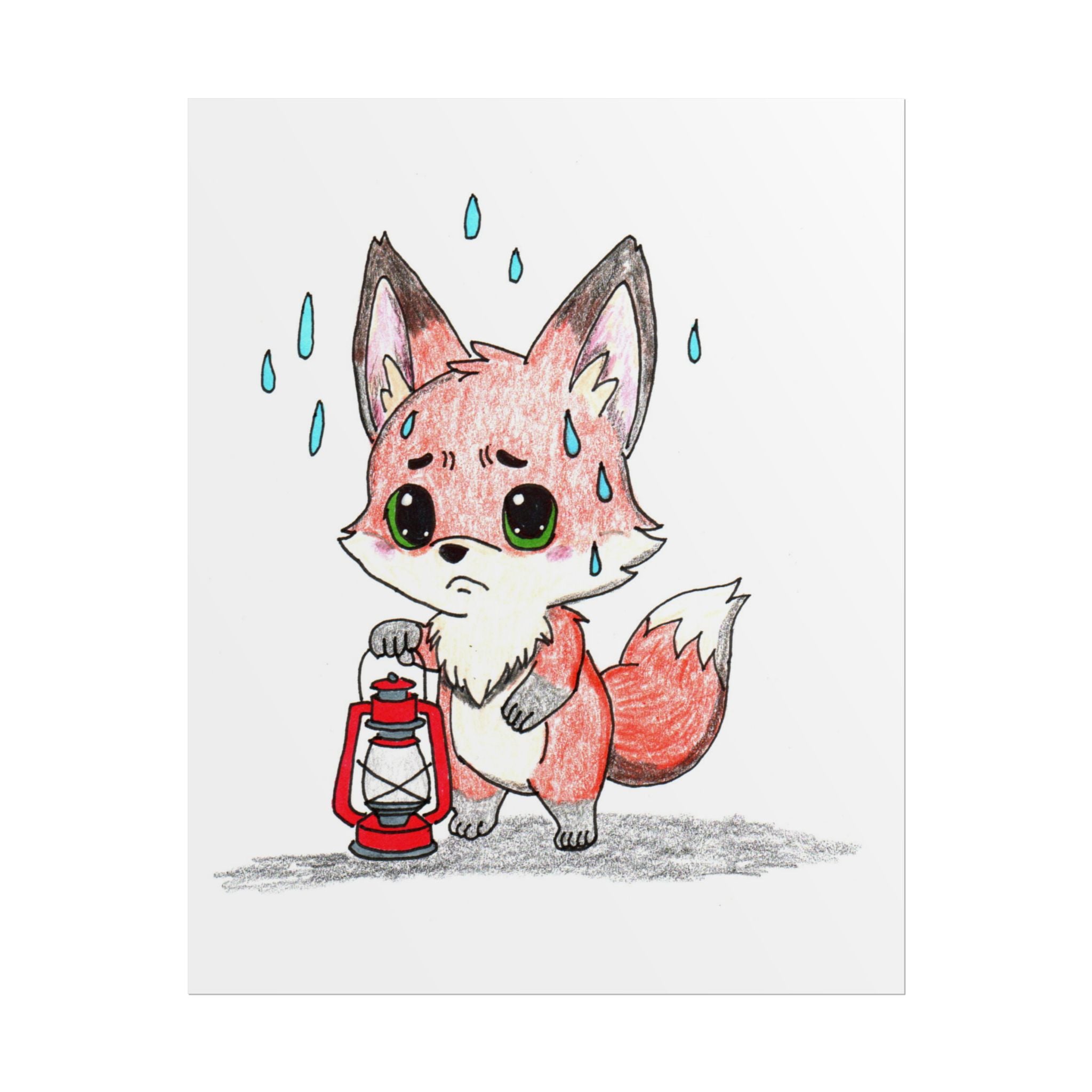Lost Her Fire Fox Art Print | Hand Drawn Woodland Fox Wall Art | Lost & Found Critters