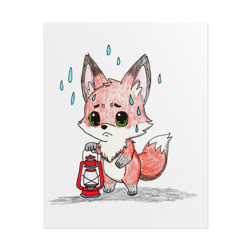 Lost Her Fire Fox Art Print | Hand Drawn Woodland Fox Wall Art | Lost & Found Critters