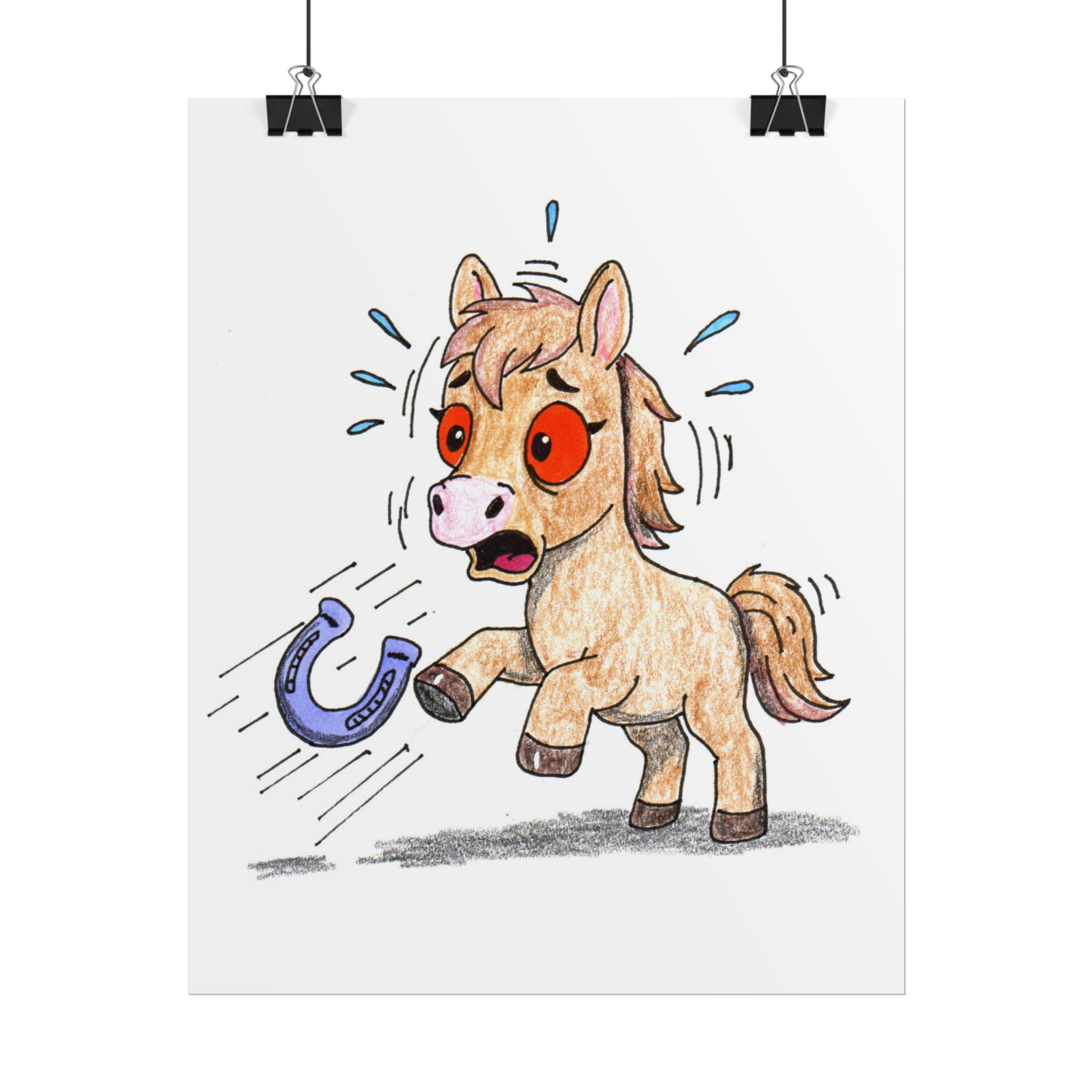 Horse Lost Her Horseshoe Art Print | Hand Drawn Horse Wall Decor