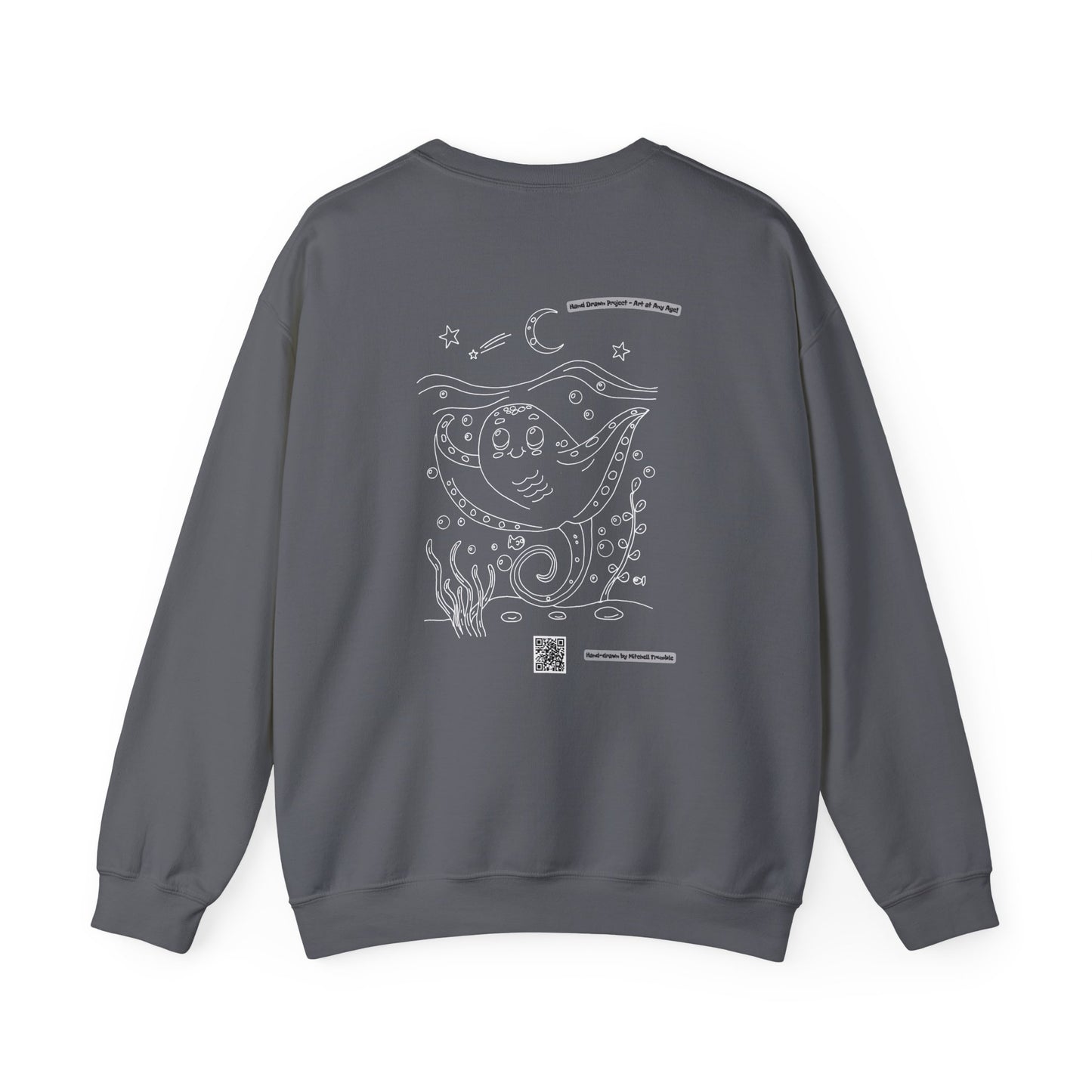 Manta Ray Crewneck Sweatshirt | Hand-Drawn Ocean Vibes