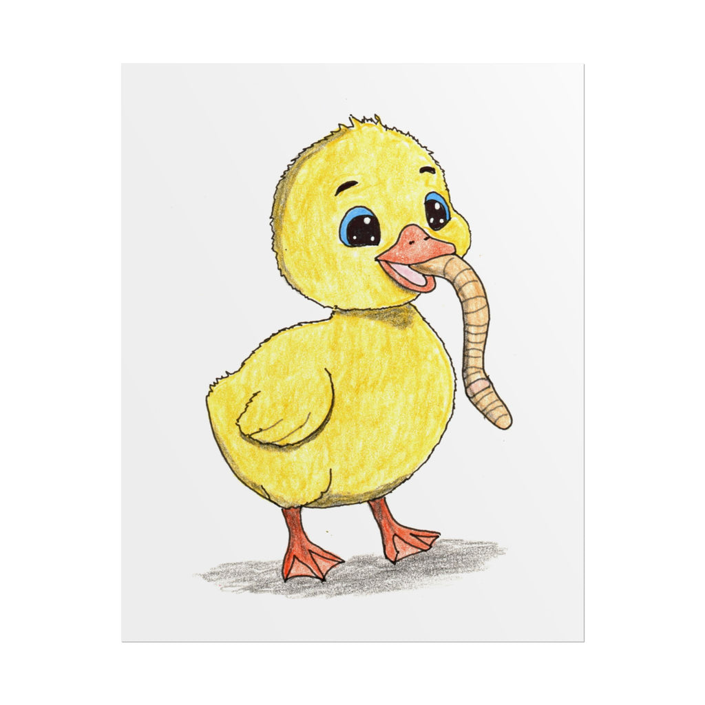 Happy Gosling Wall Art, Cute Baby Goose Print
