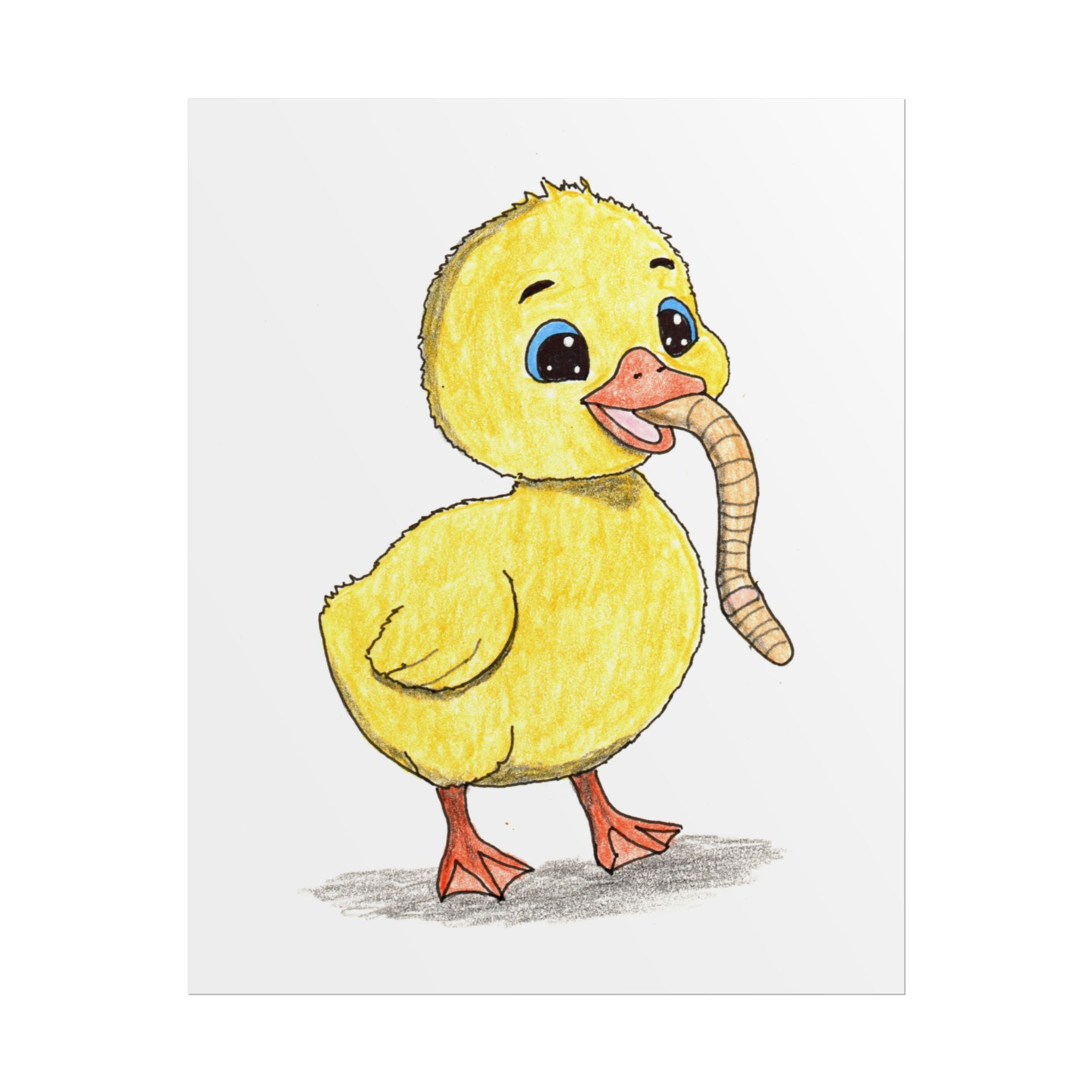 Happy Gosling Wall Art, Cute Baby Goose Print