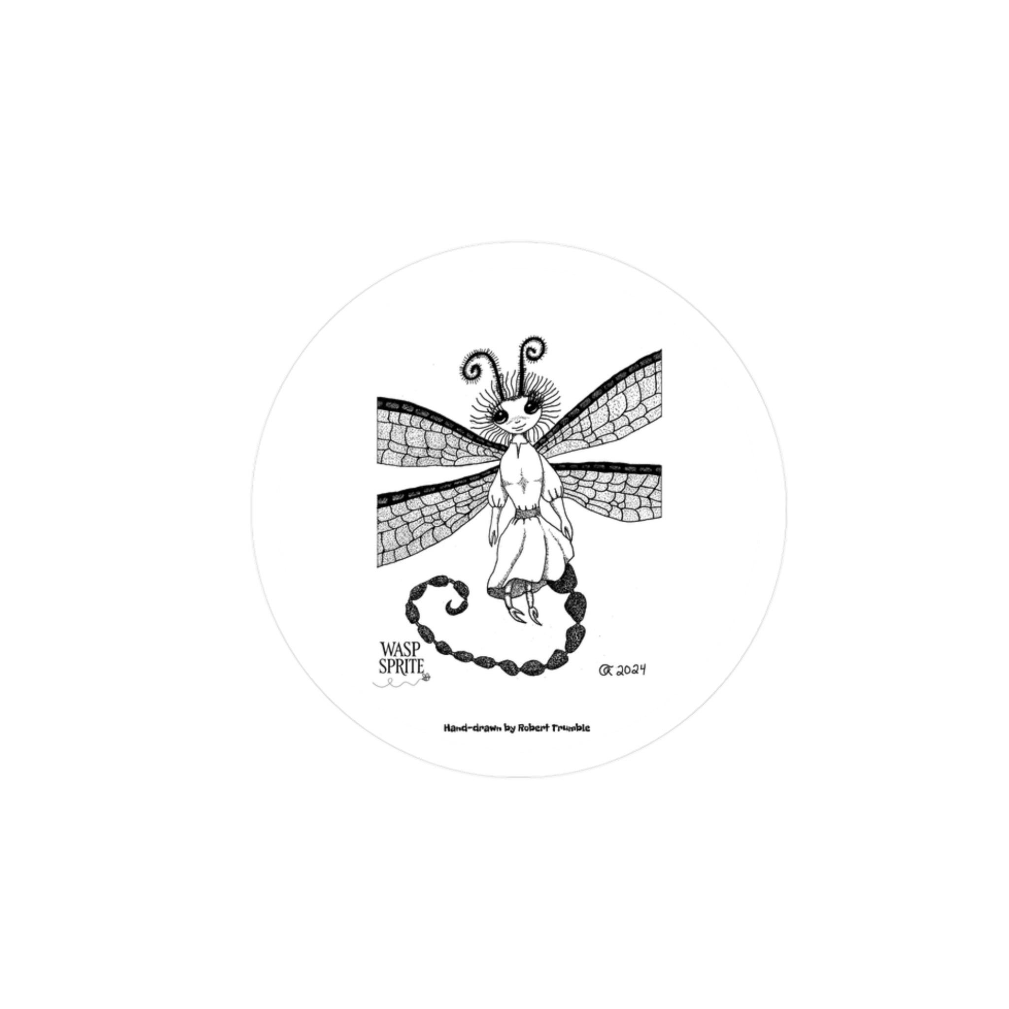 Wasp Sprite – Mystical Insect Folk Kiss-Cut Sticker
