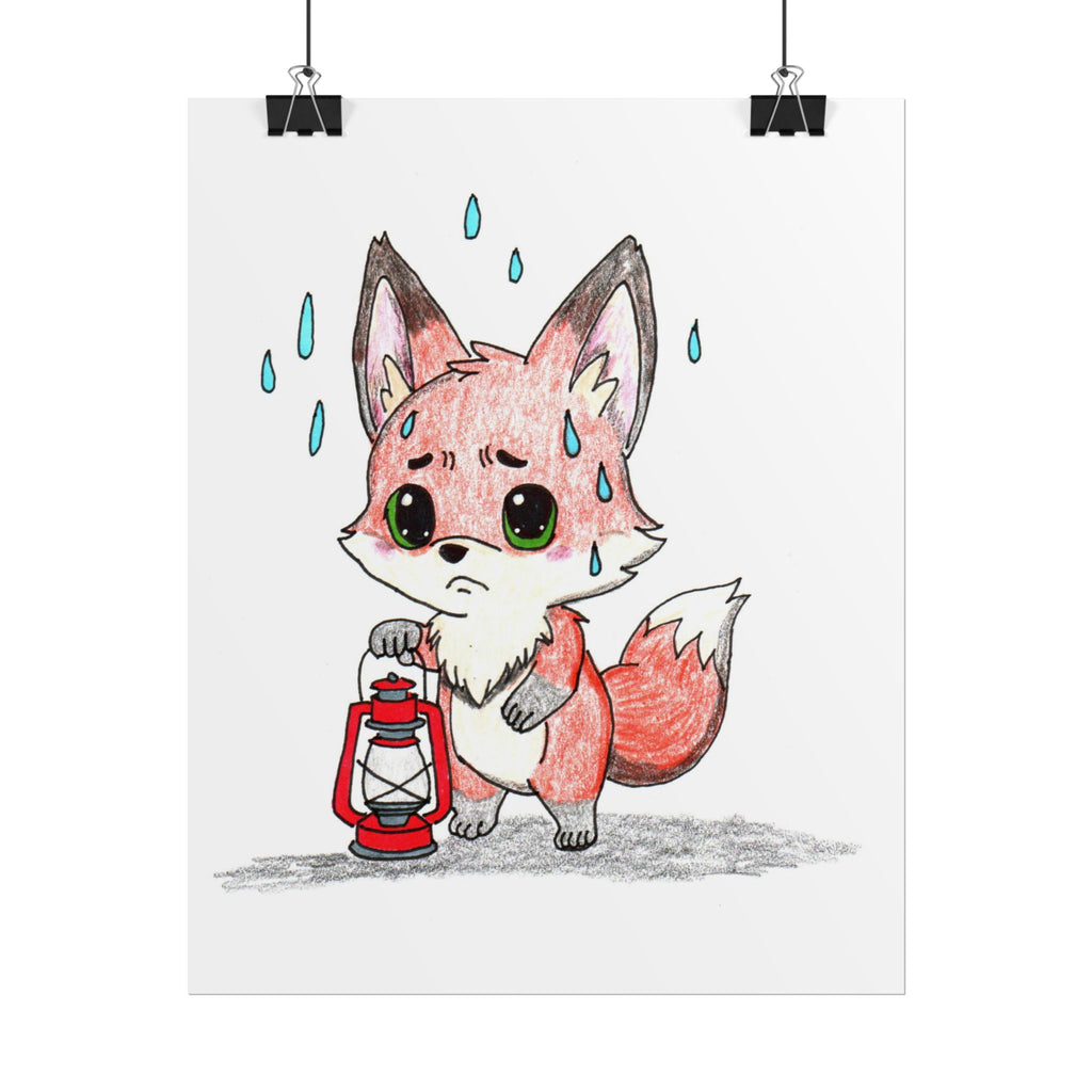Lost Her Fire Fox Art Print | Hand Drawn Woodland Fox Wall Art | Lost & Found Critters