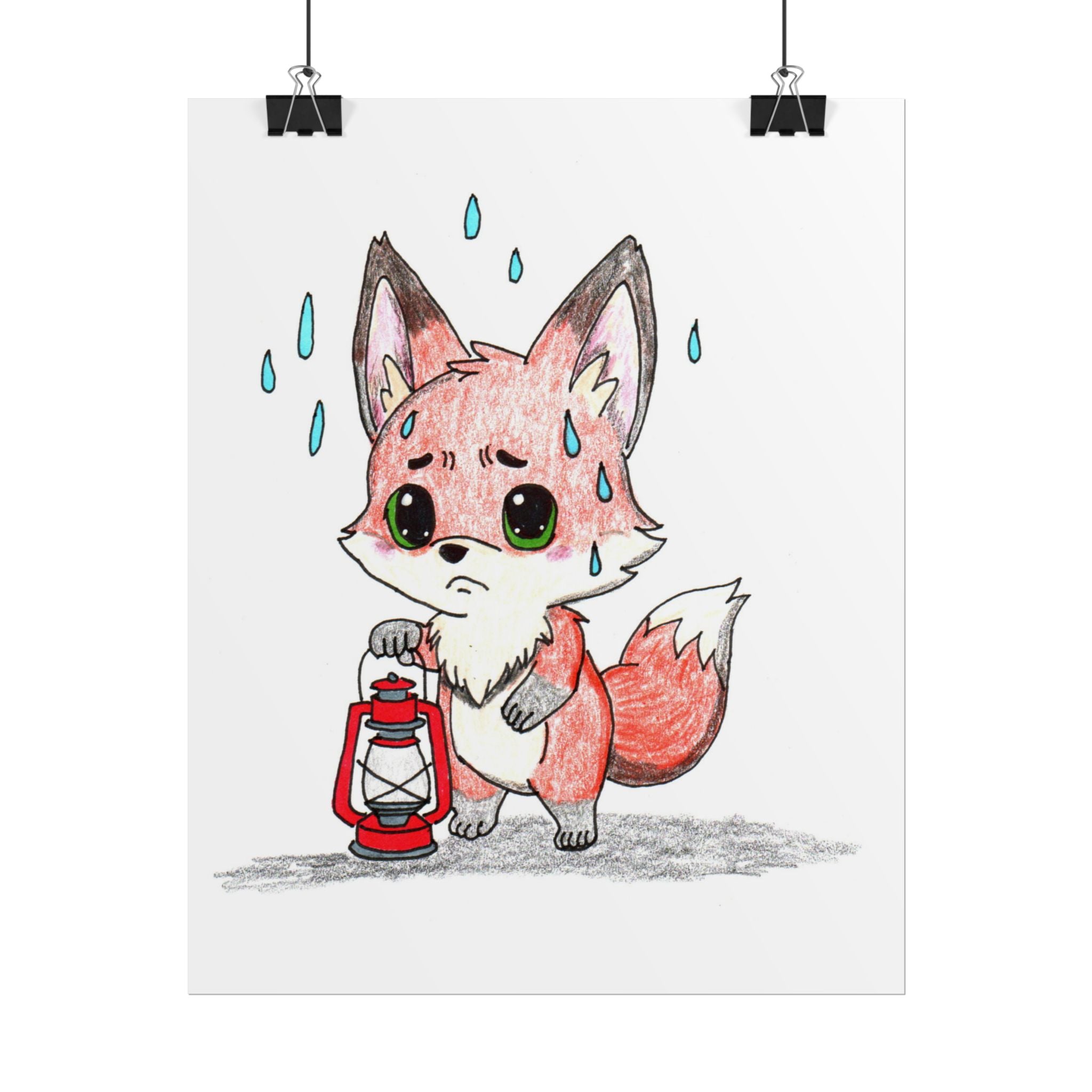 Lost Her Fire Fox Art Print | Hand Drawn Woodland Fox Wall Art | Lost & Found Critters