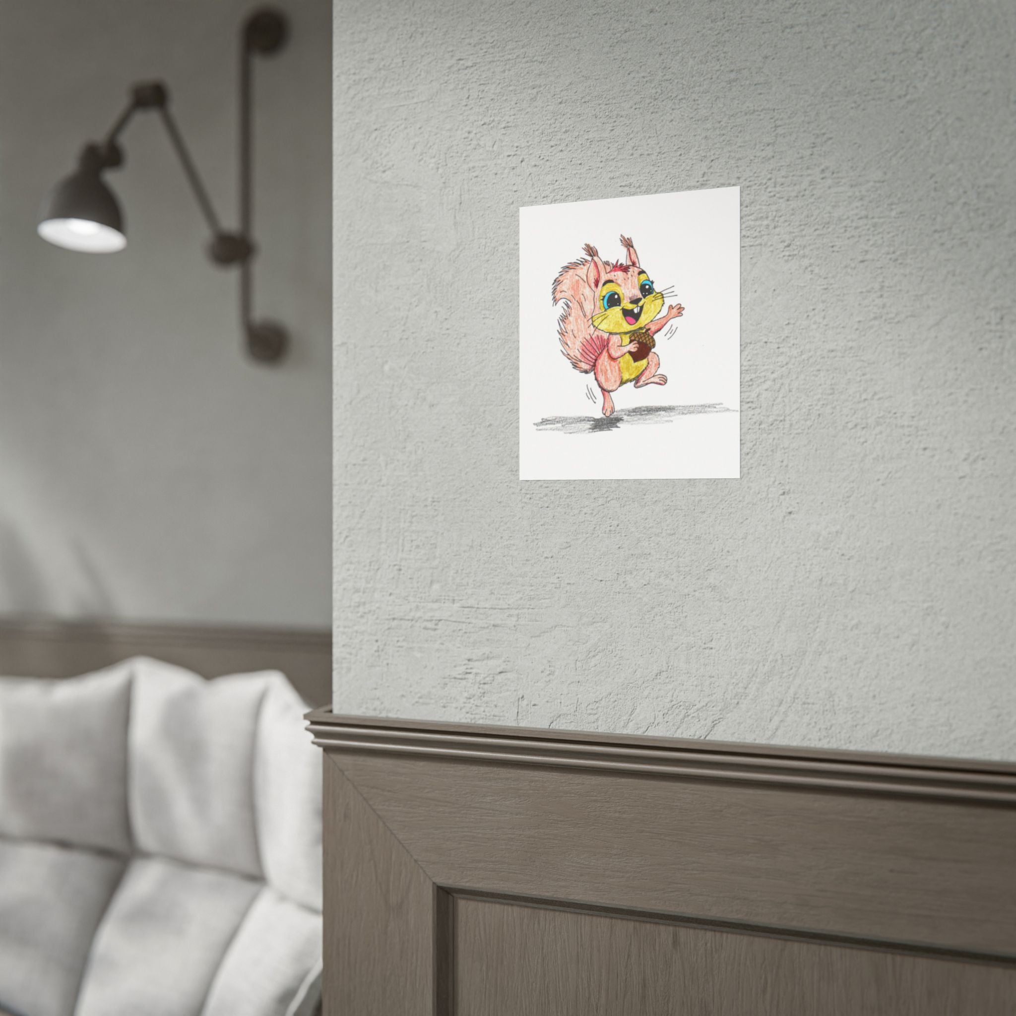 Lost & Found Squirrel Print | She Found a Nut Woodland Animal Wall Art | Hand Drawn Critter Decor