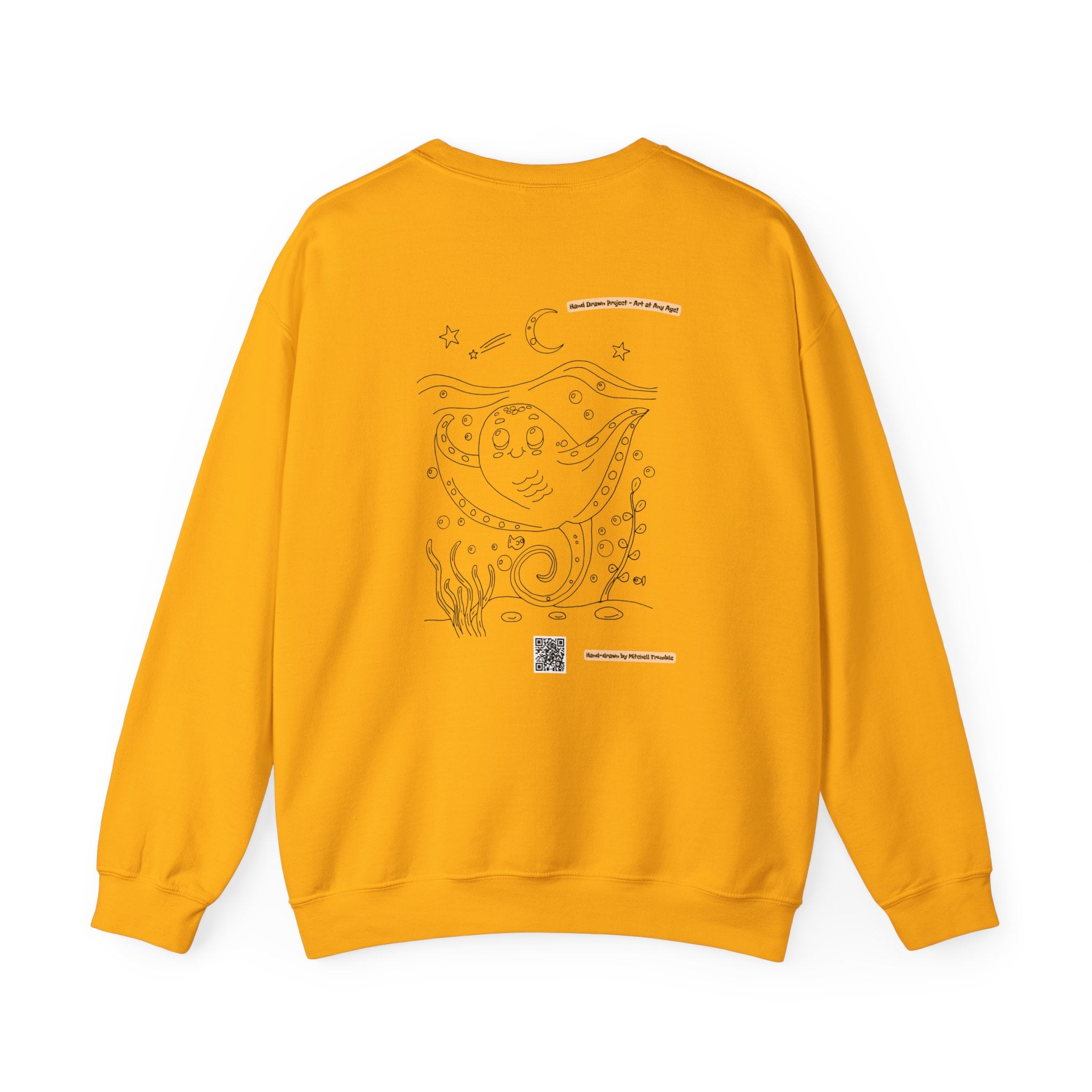 Manta Ray Crewneck Sweatshirt | Hand-Drawn Ocean Vibes