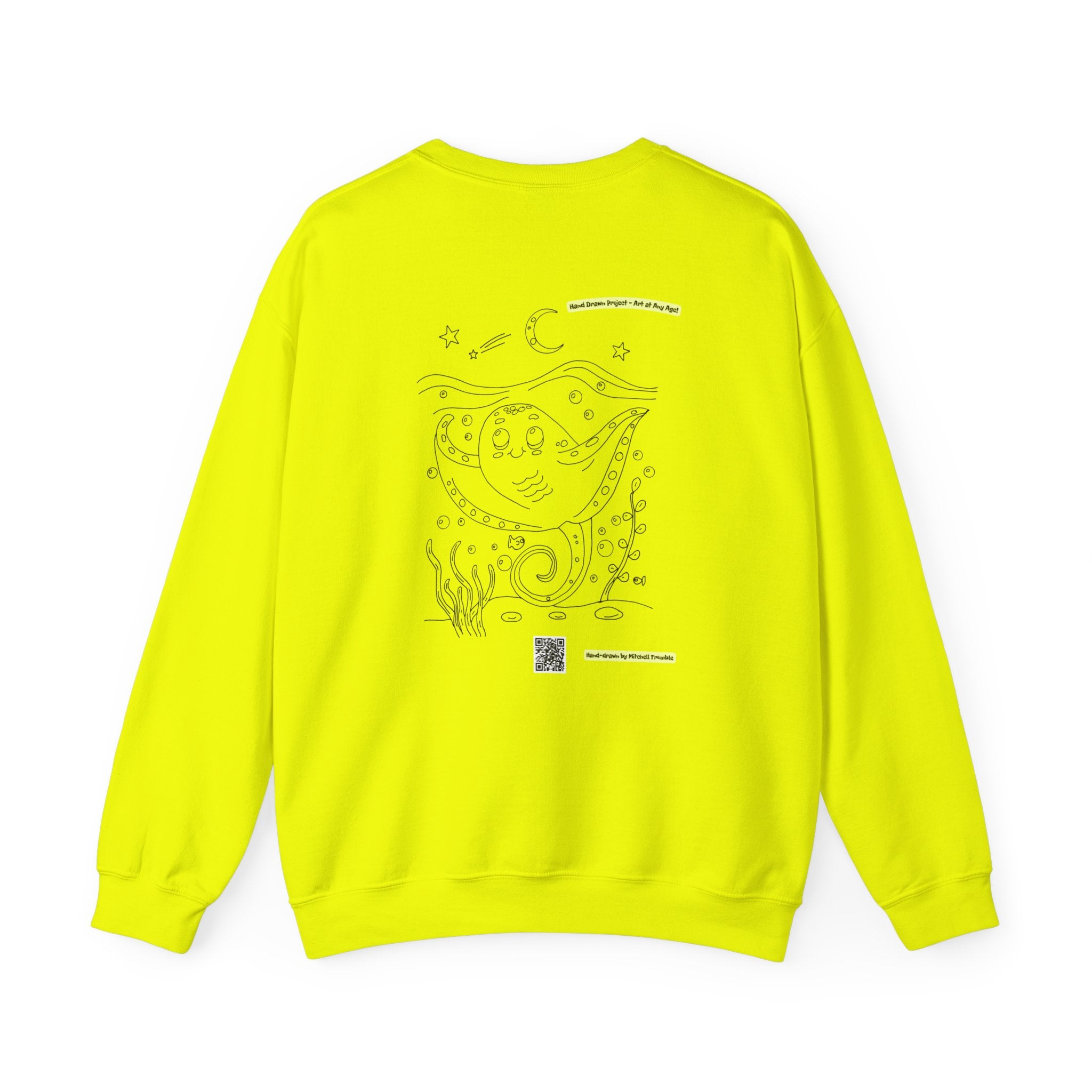 Manta Ray Crewneck Sweatshirt | Hand-Drawn Ocean Vibes