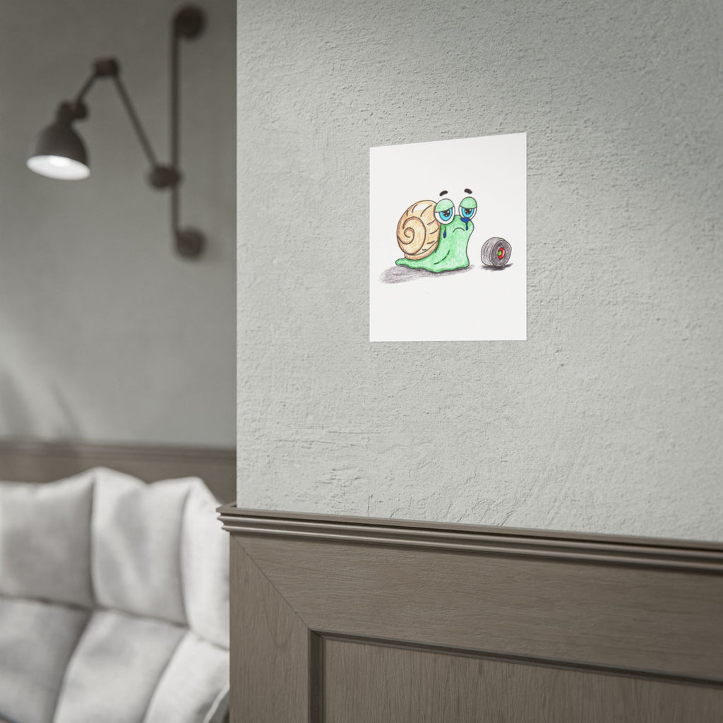 She Lost Her Wheel | Sad Snail Wall Art | Hand Drawn Lost & Found Critter Digital Download
