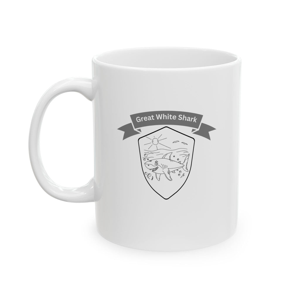 Great White Shark – Hand-Drawn Ocean Coffee Cup