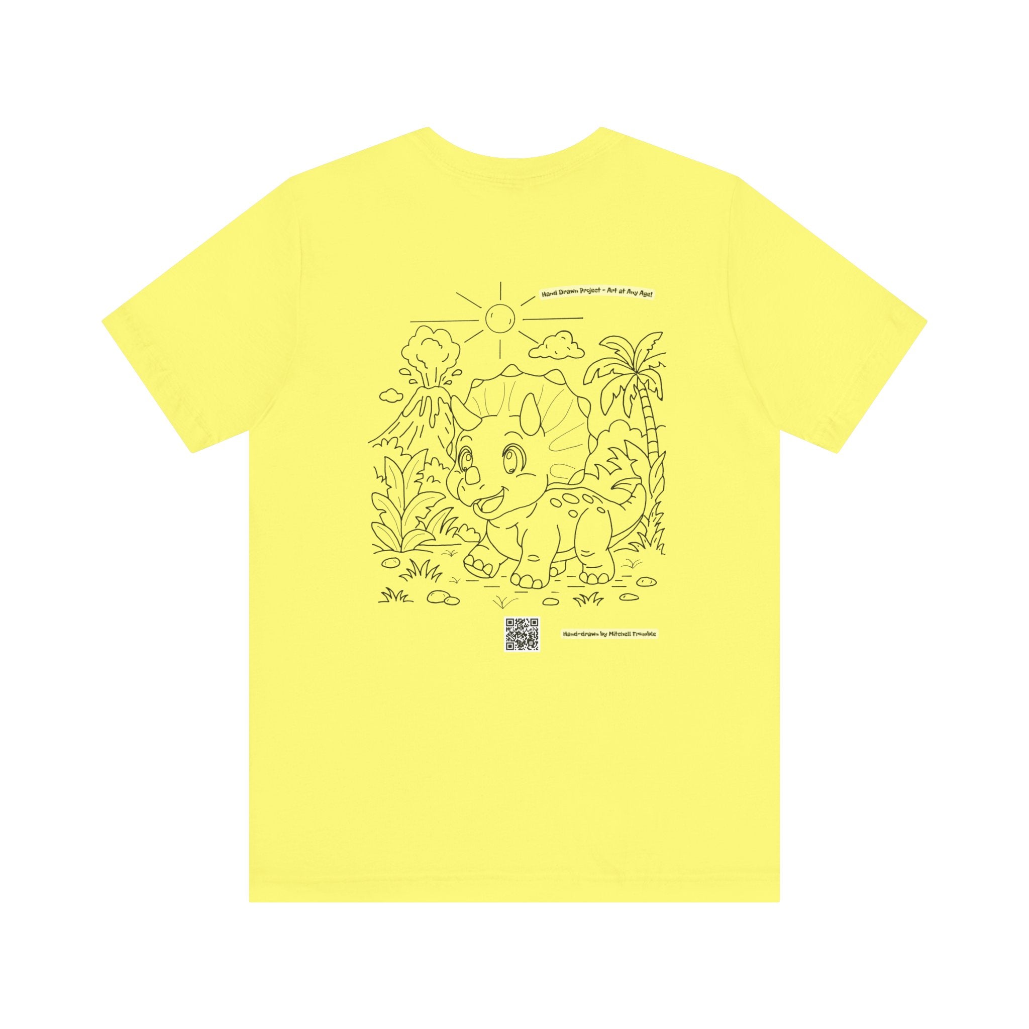 Triceratops Unisex T-Shirt | Bella+Canvas 3001 | Hand-Drawn Dino with QR Code