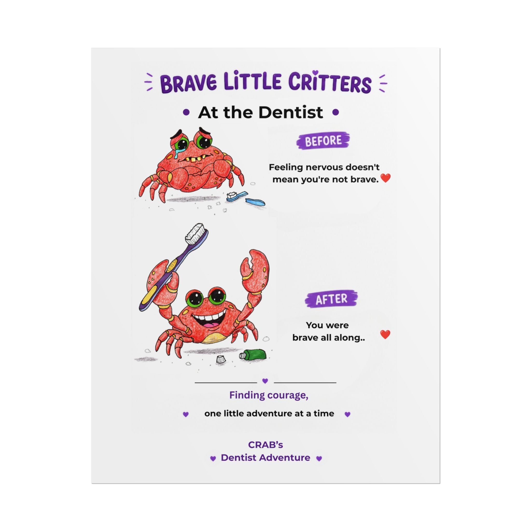 Brave Little Critters At the Dentist | Encouragement Poster for Kids