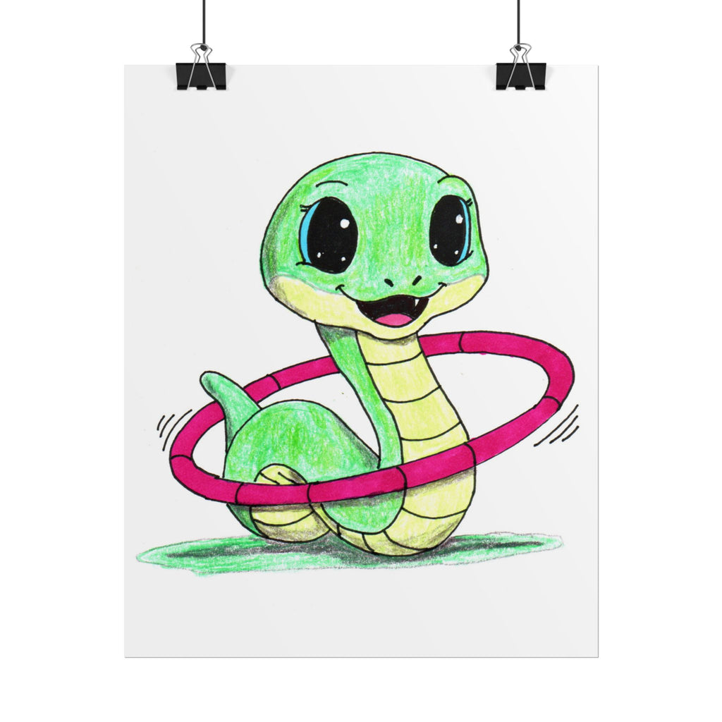 Snake Found Her Hula Hoop | Cute Snake Art Print | Hand Drawn Animal Wall Art |