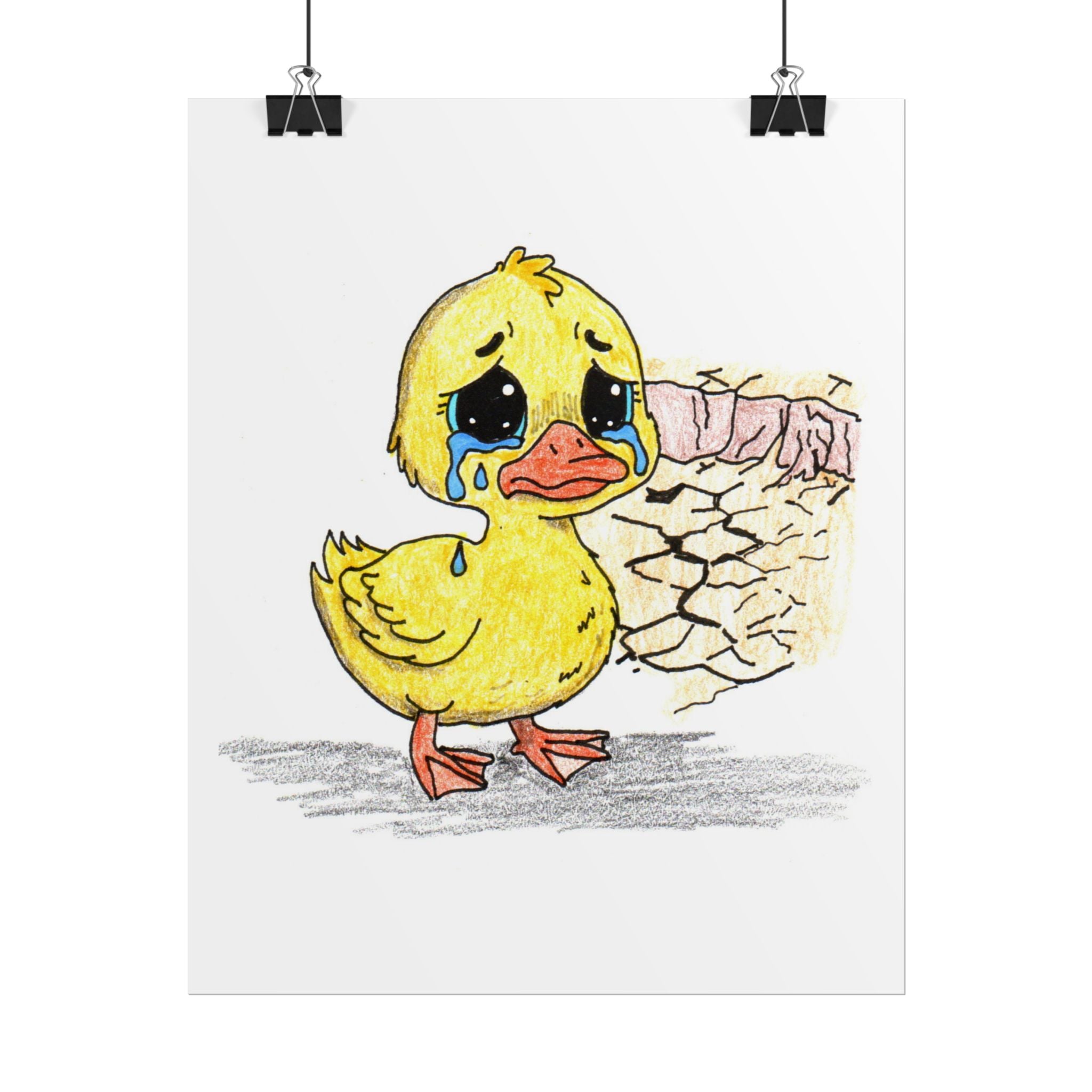 Duck Lost Her Pond Print, Sad Duck Wall Art, Hand Drawn Duck Print
