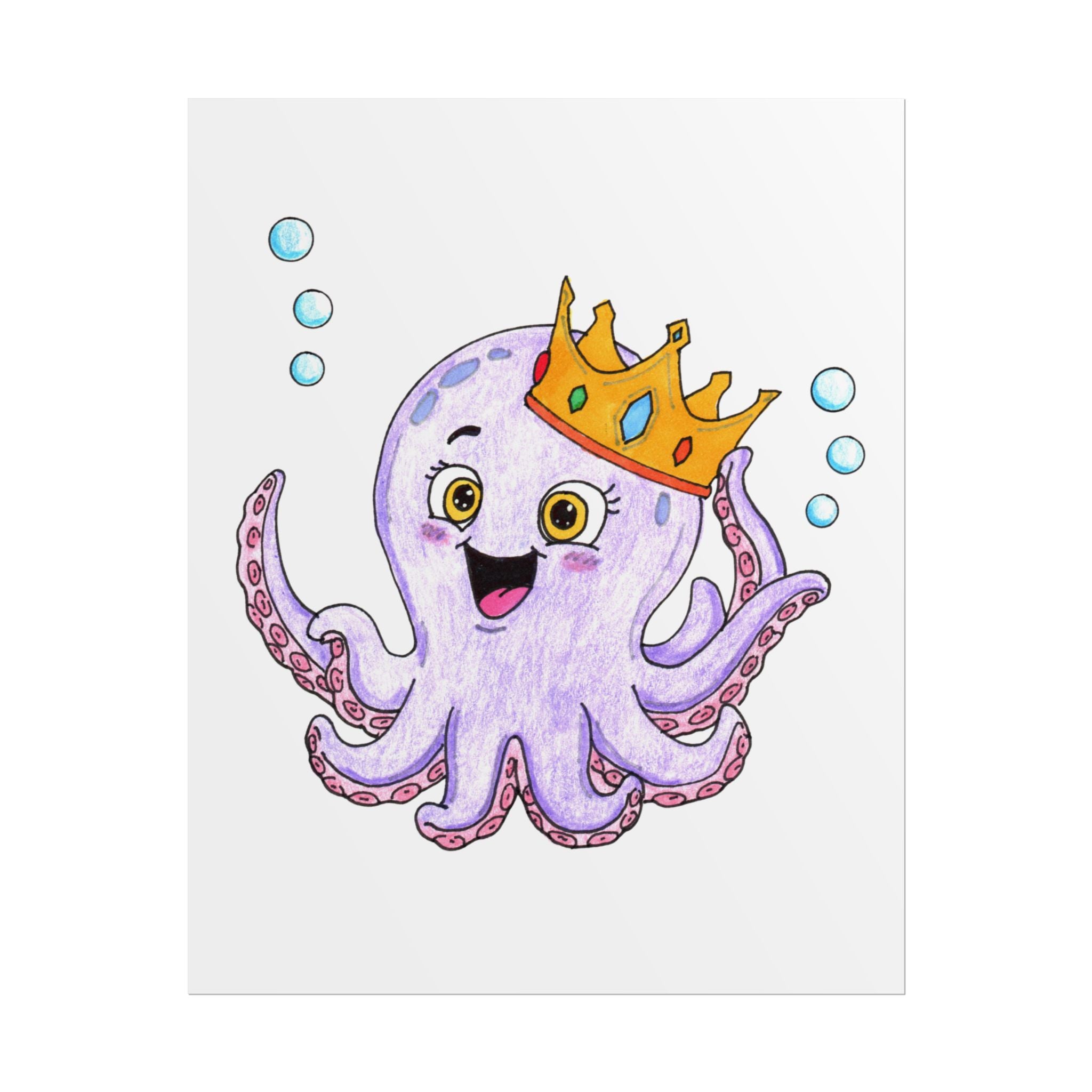 Happy Octopus Got Her Crown Back | Lost & Found Critters Octopus Print