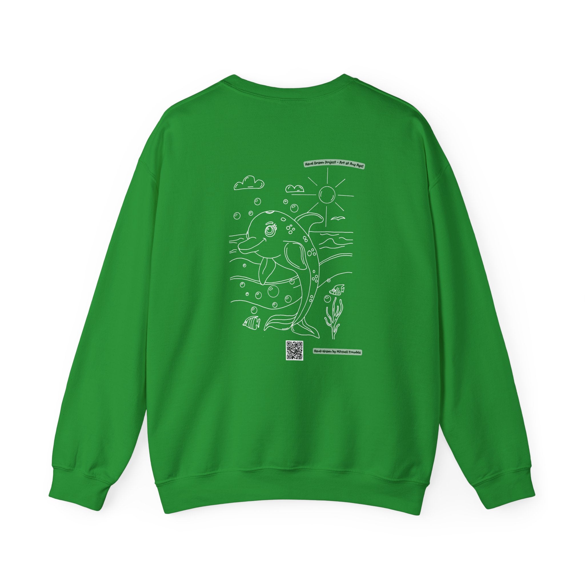 Dolphin Splash Squad Crew Sweatshirt – Hand Drawn Ocean Critter by Mitchell Trumble