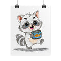 Happy Raccoon Print | Found Treasure Raccoon Wall Art | Hand Drawn Woodland Animal