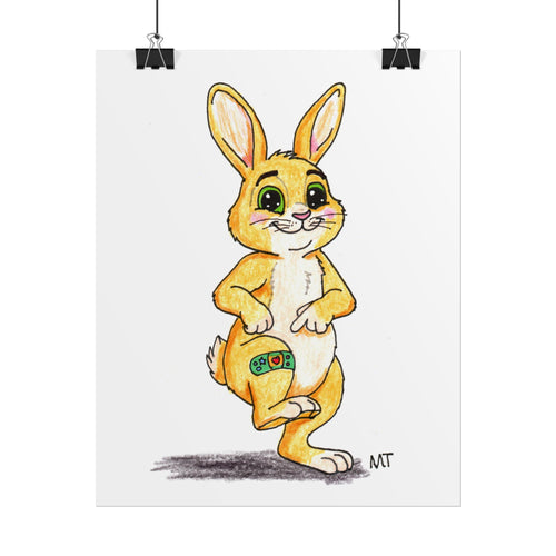 Brave Little Critters Hurt Bunny Print | Bunny with Bandage Wall Art |