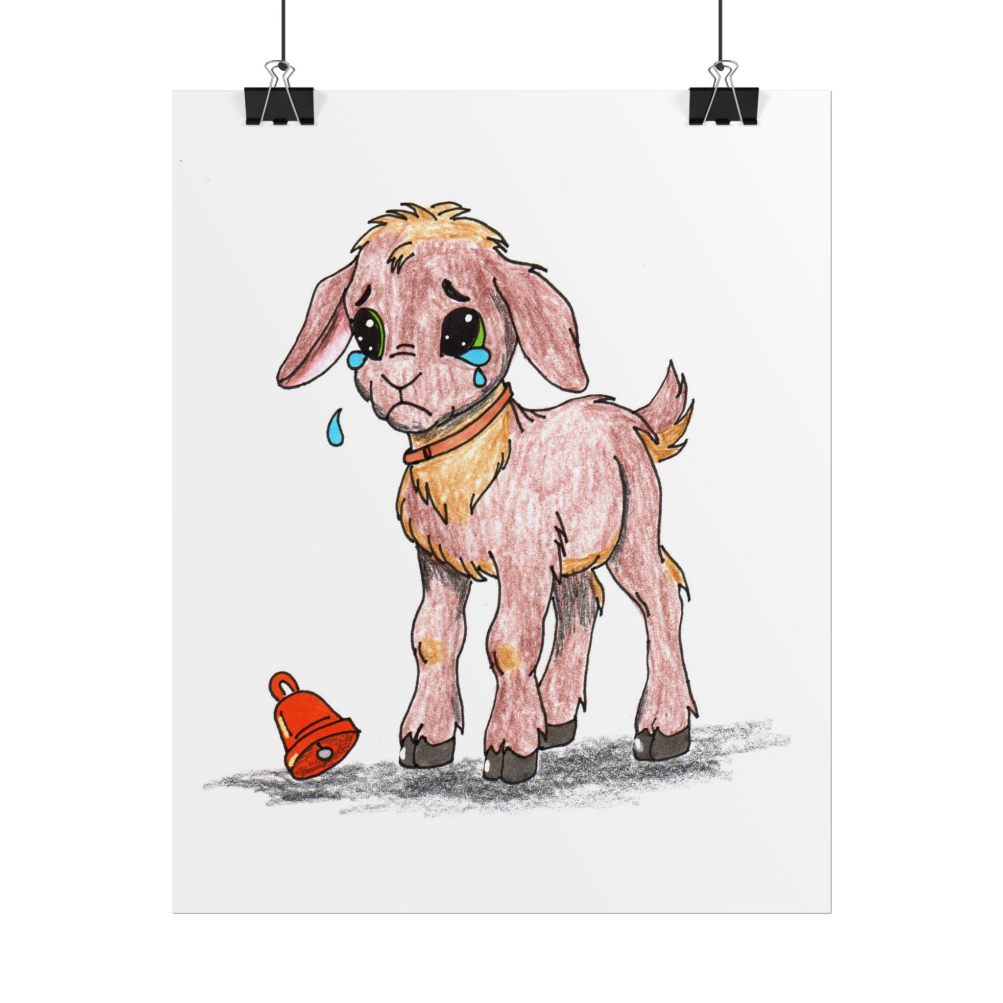 Lost & Found Goat Print | She Lost Her Bell Farm Animal Wall Art | Hand Drawn Critter Decor