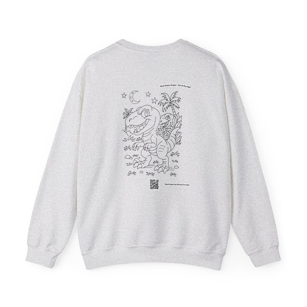 Velociraptor Crewneck Sweatshirt – Unisex | Hand-Drawn Dino Design by Mitchell Trumble | Cozy Gift for Dino Fans & Artists