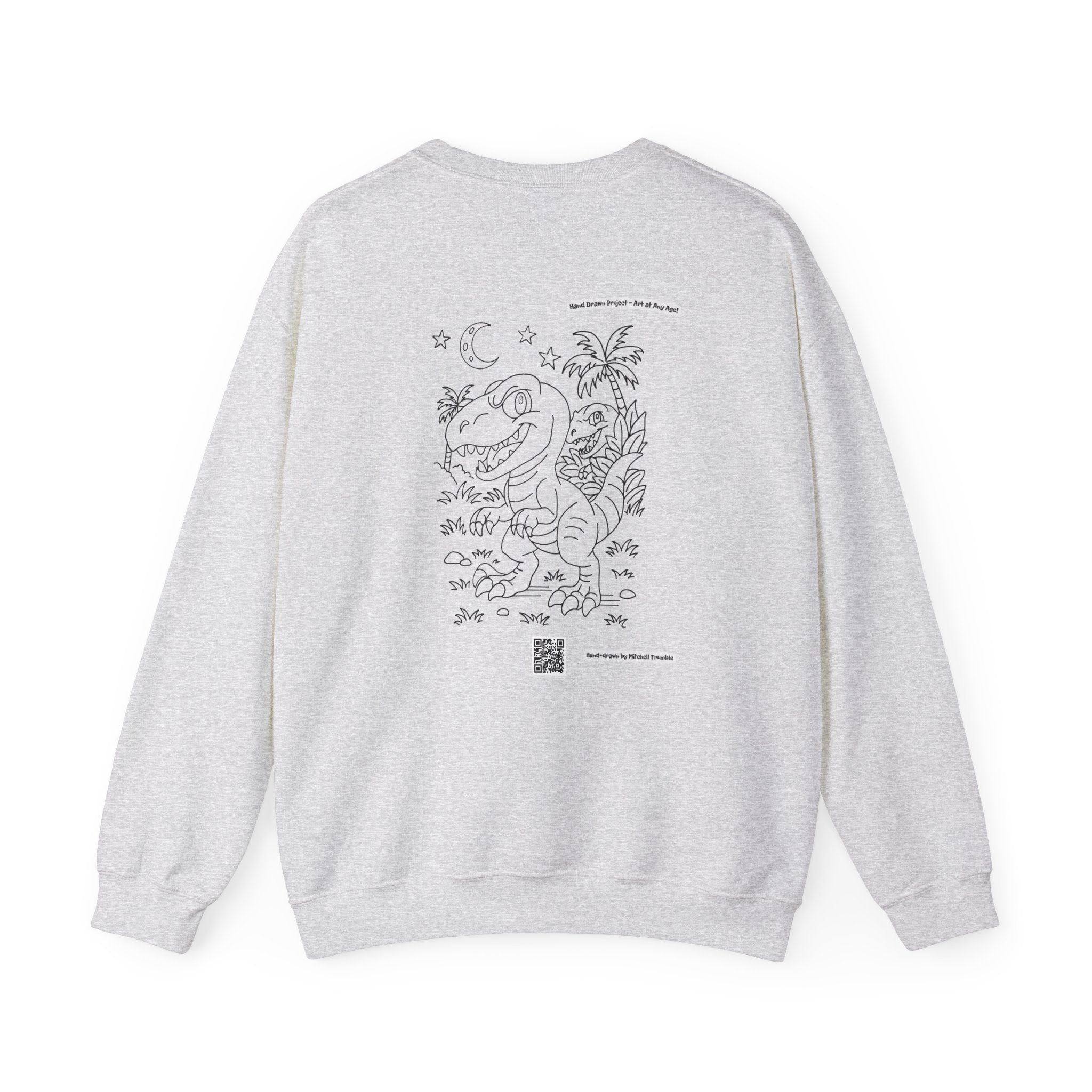 Velociraptor Crewneck Sweatshirt – Unisex | Hand-Drawn Dino Design by Mitchell Trumble | Cozy Gift for Dino Fans & Artists
