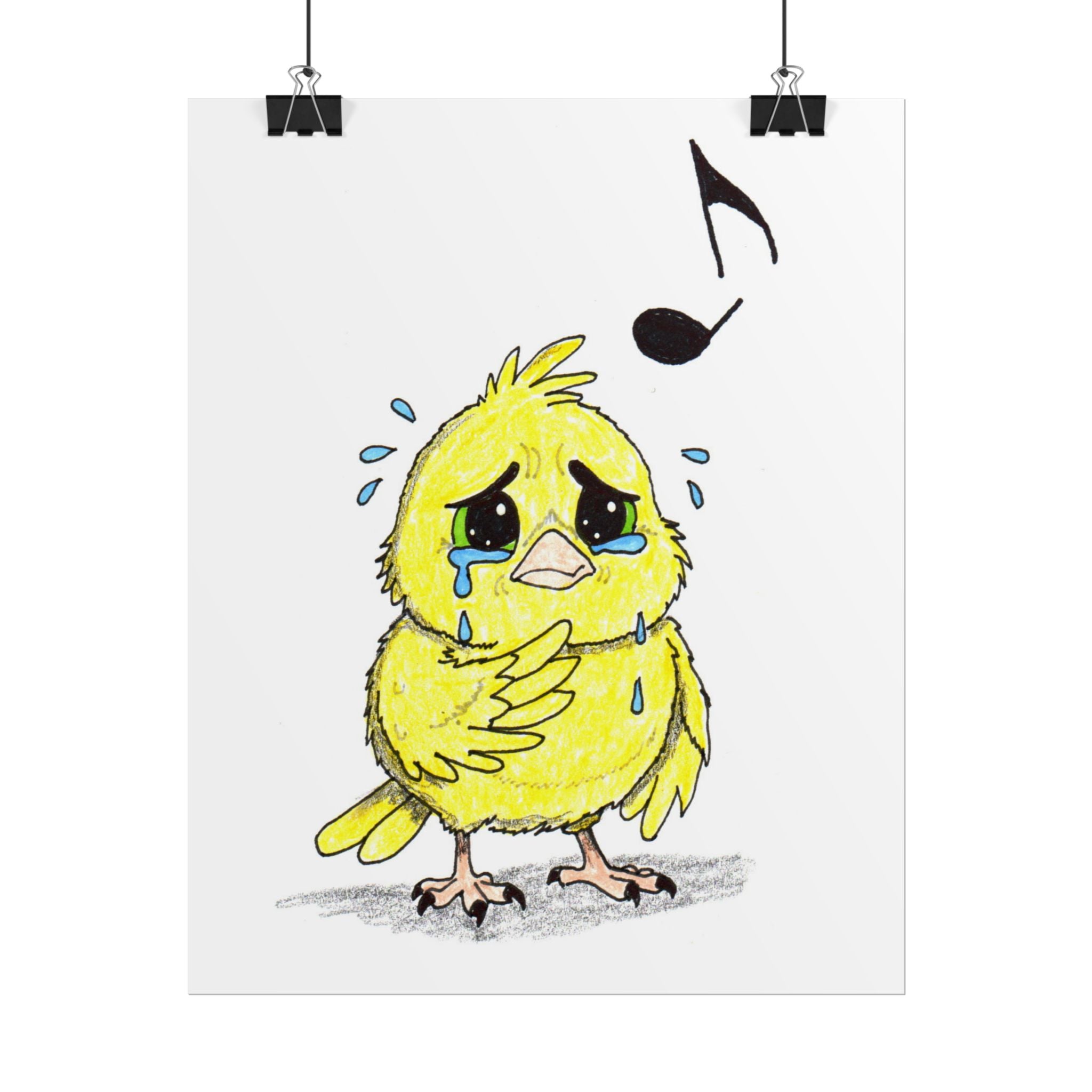 Sad Canary Lost Her Song Art Print | Hand Drawn Bird Wall Decor