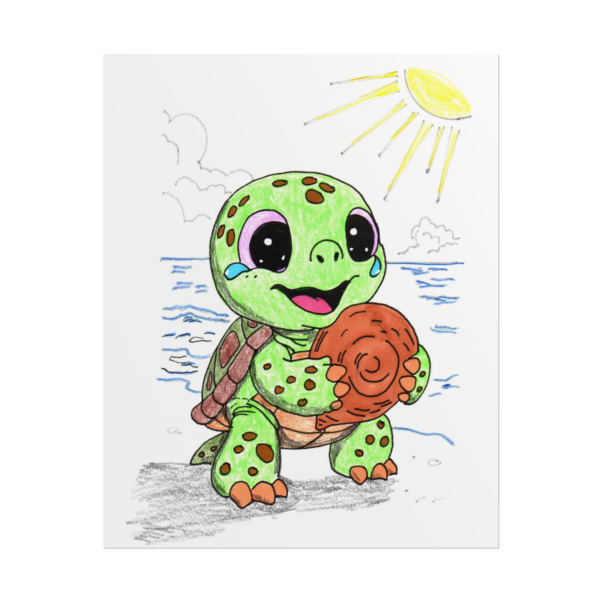 Sea Turtle Found Her Shell Print, Ocean Nursery Story Wall Decor