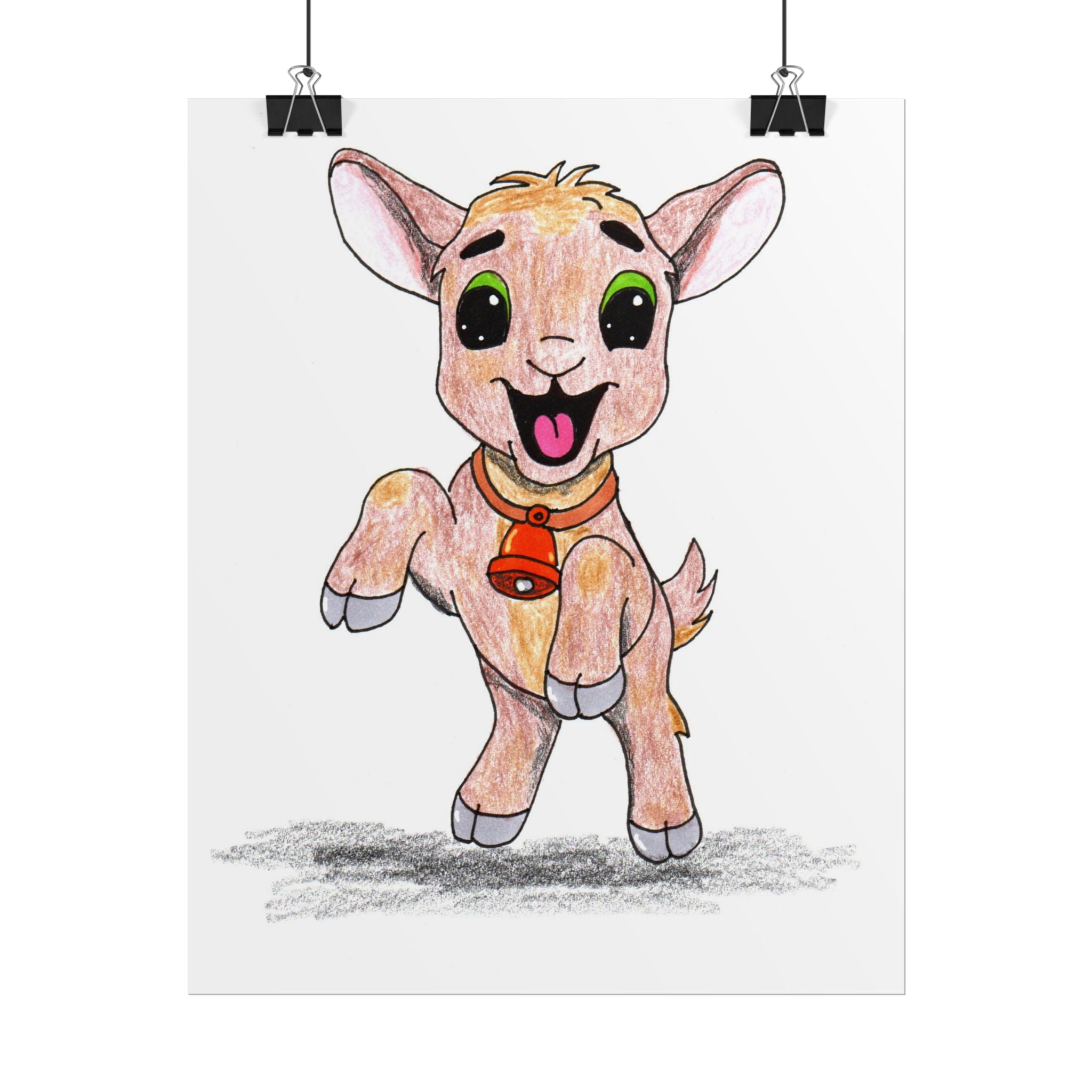 Lost & Found Goat Print | She Found Her Bell Farm Animal Wall Art | Hand Drawn Critter Decor